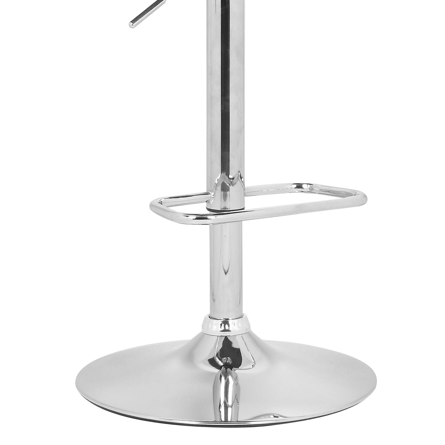 Aubrey Adjustable Height Swivel Faux Leather and Chrome Bar Stool with Walnut Wood