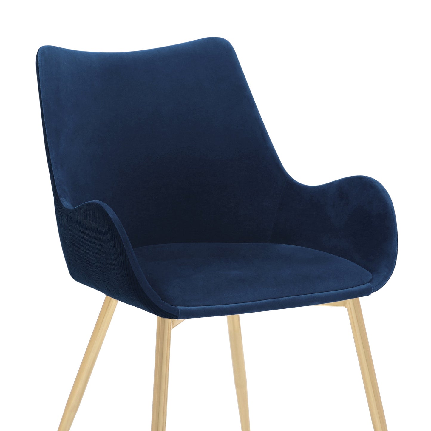 Avery Blue Fabric Dining Room Chair with Gold Legs