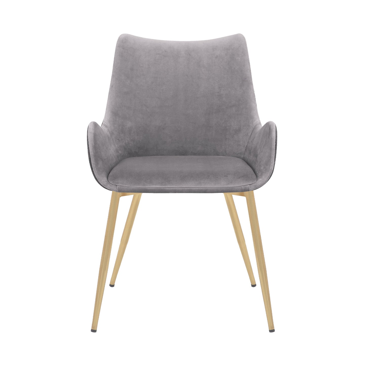 Avery Two Tone Gray Fabric Dining Room Chair with Gold Legs