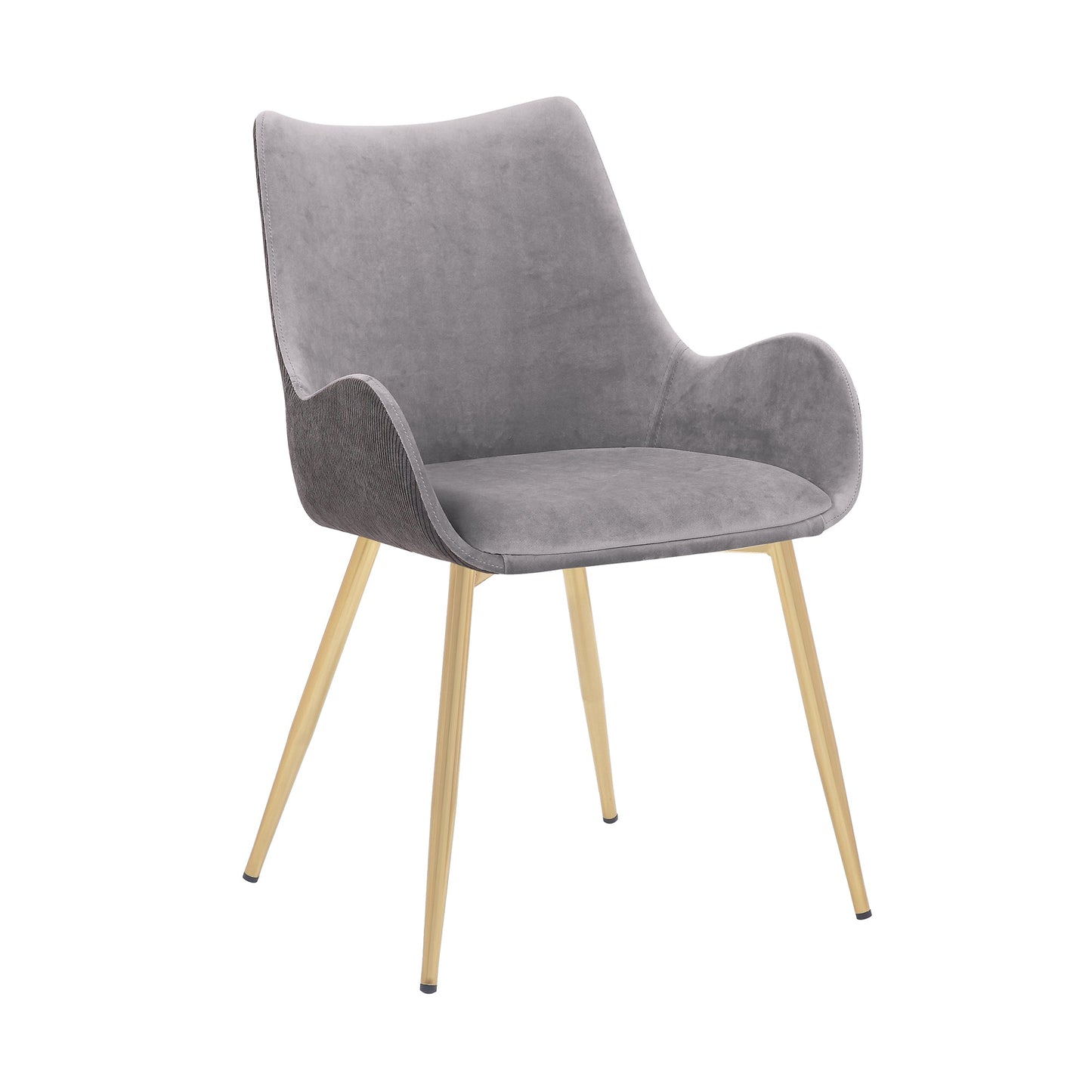 Avery Two Tone Gray Fabric Dining Room Chair with Gold Legs