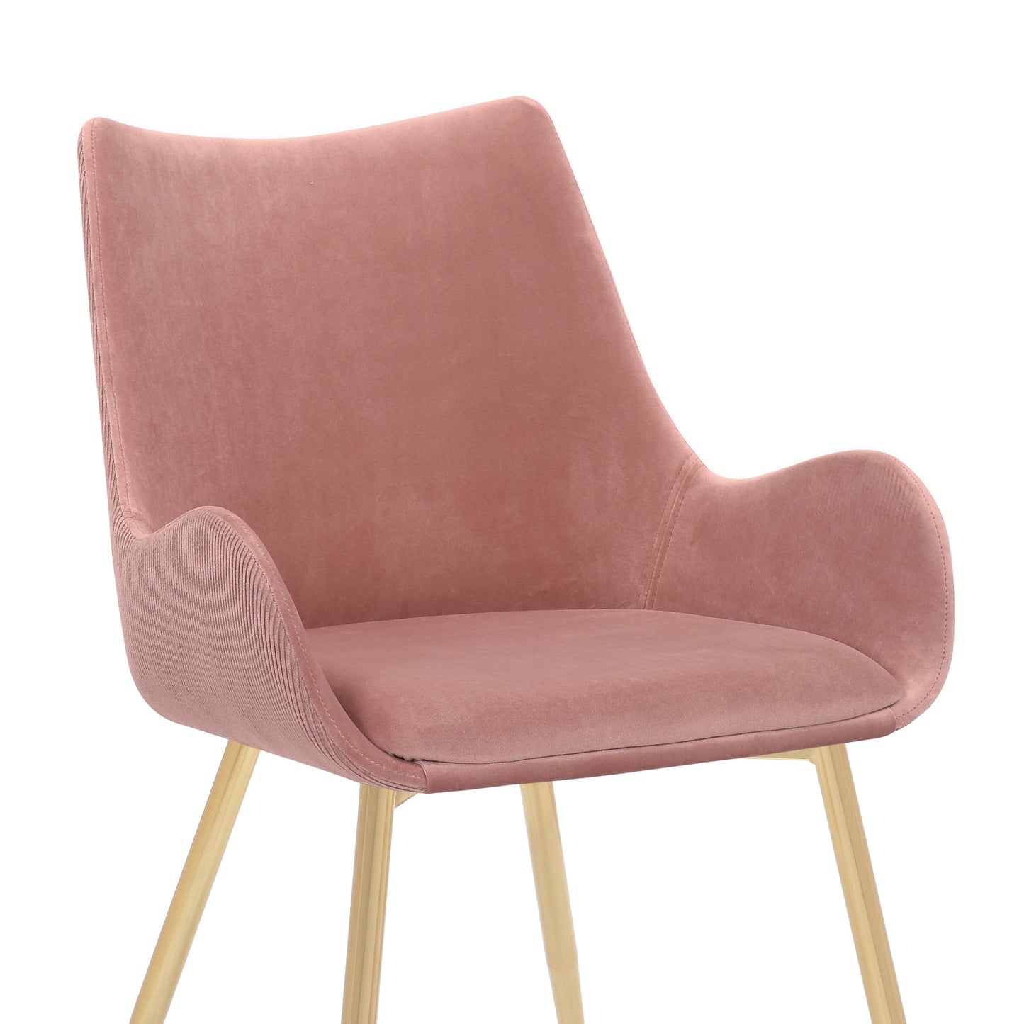 Avery Pink Fabric Dining Room Chair with Gold Legs