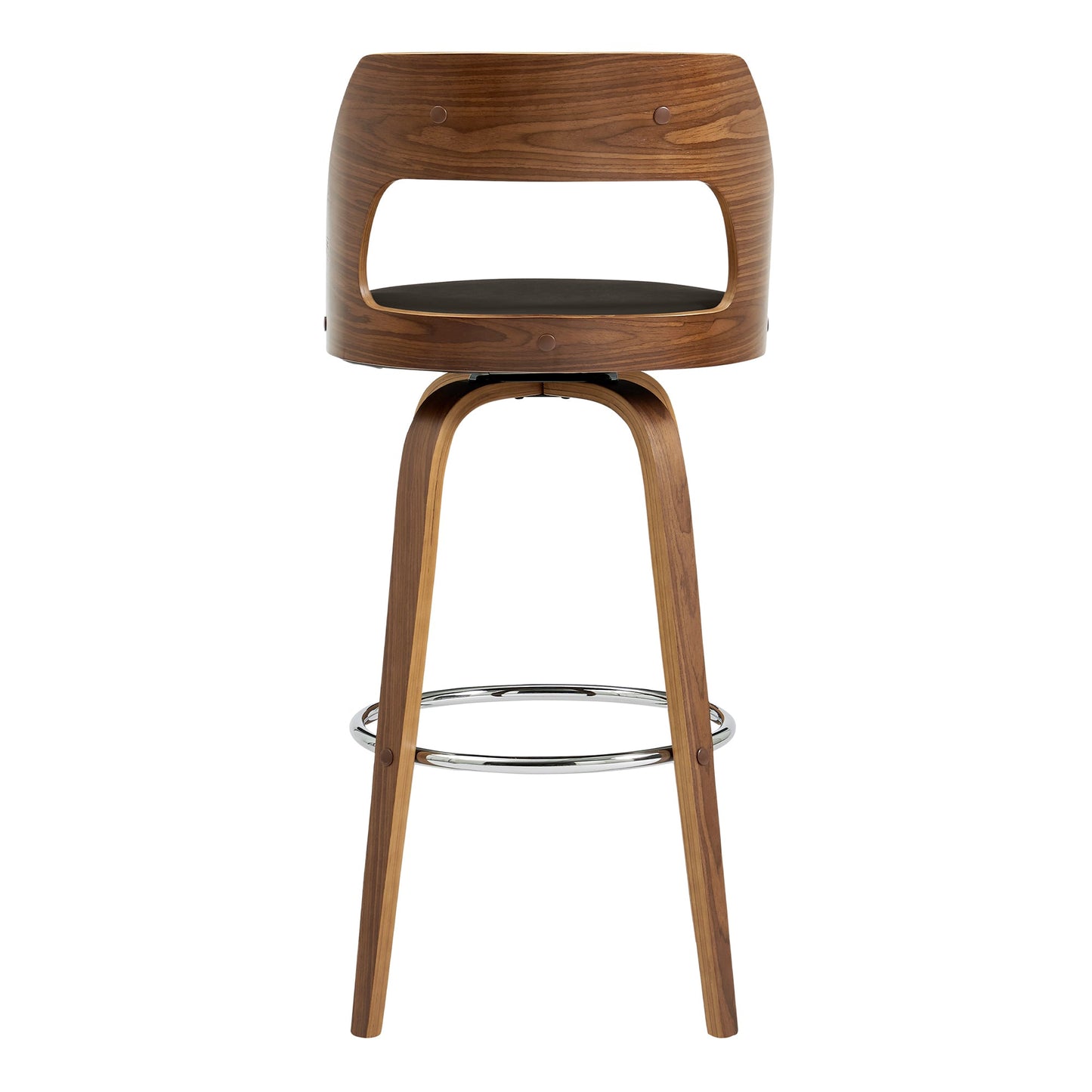 Axel Swivel Counter and Bar Stool in Faux Leather and Walnut Wood