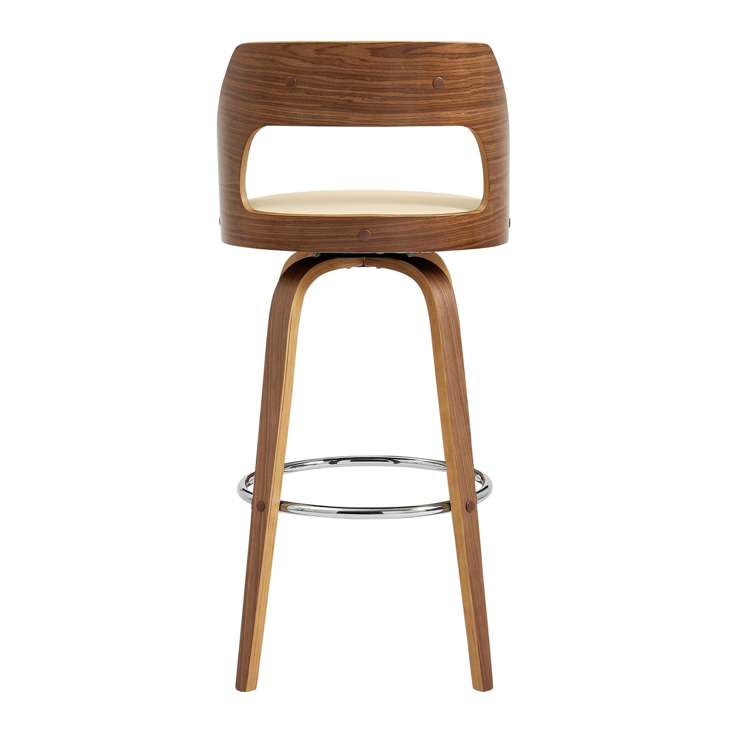 Axel Swivel Counter and Bar Stool in Faux Leather and Walnut Wood