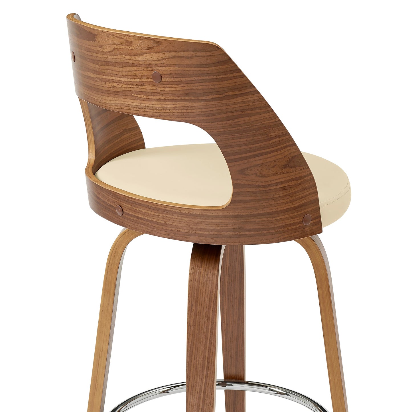 Axel Swivel Counter and Bar Stool in Faux Leather and Walnut Wood