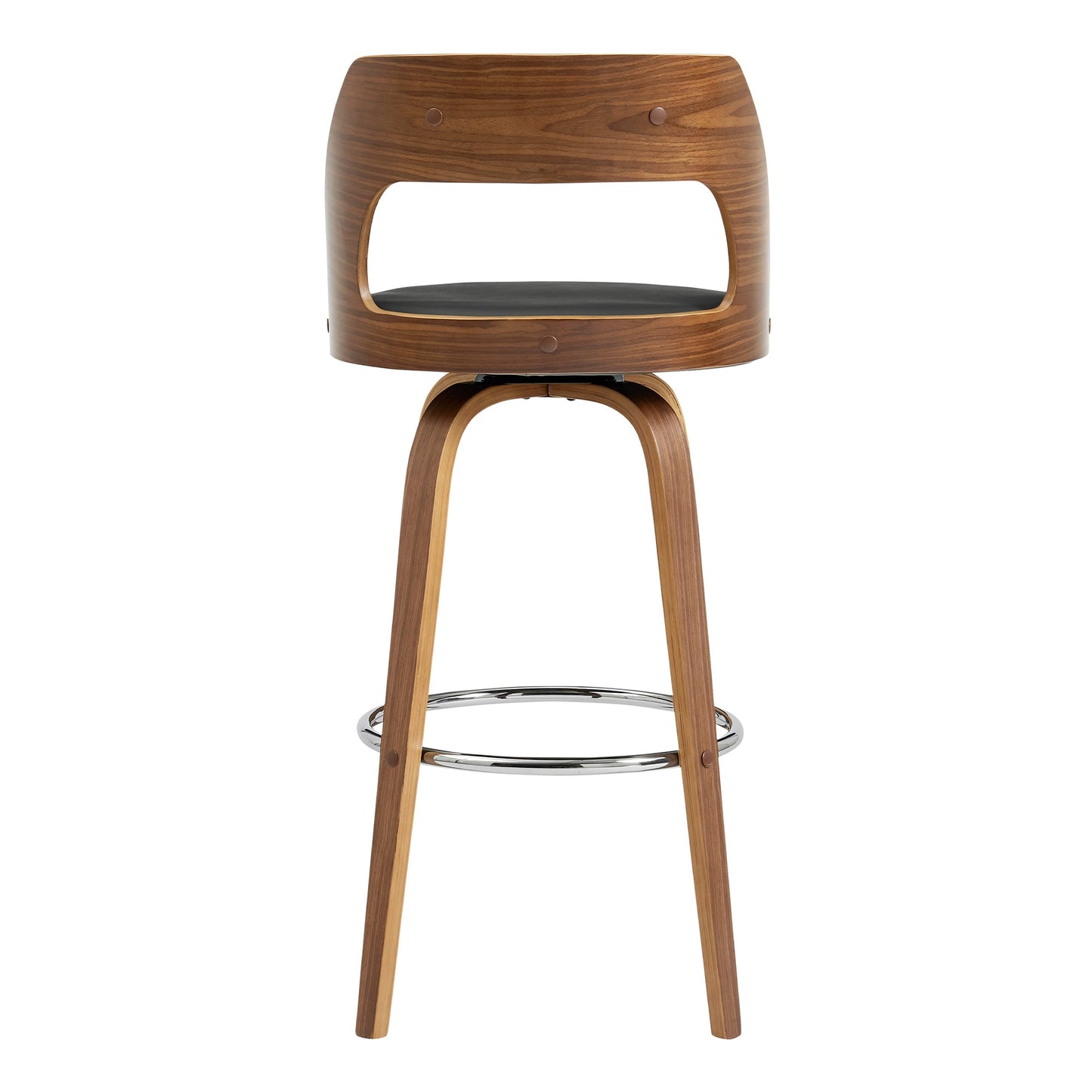 Axel Swivel Counter and Bar Stool in Faux Leather and Walnut Wood