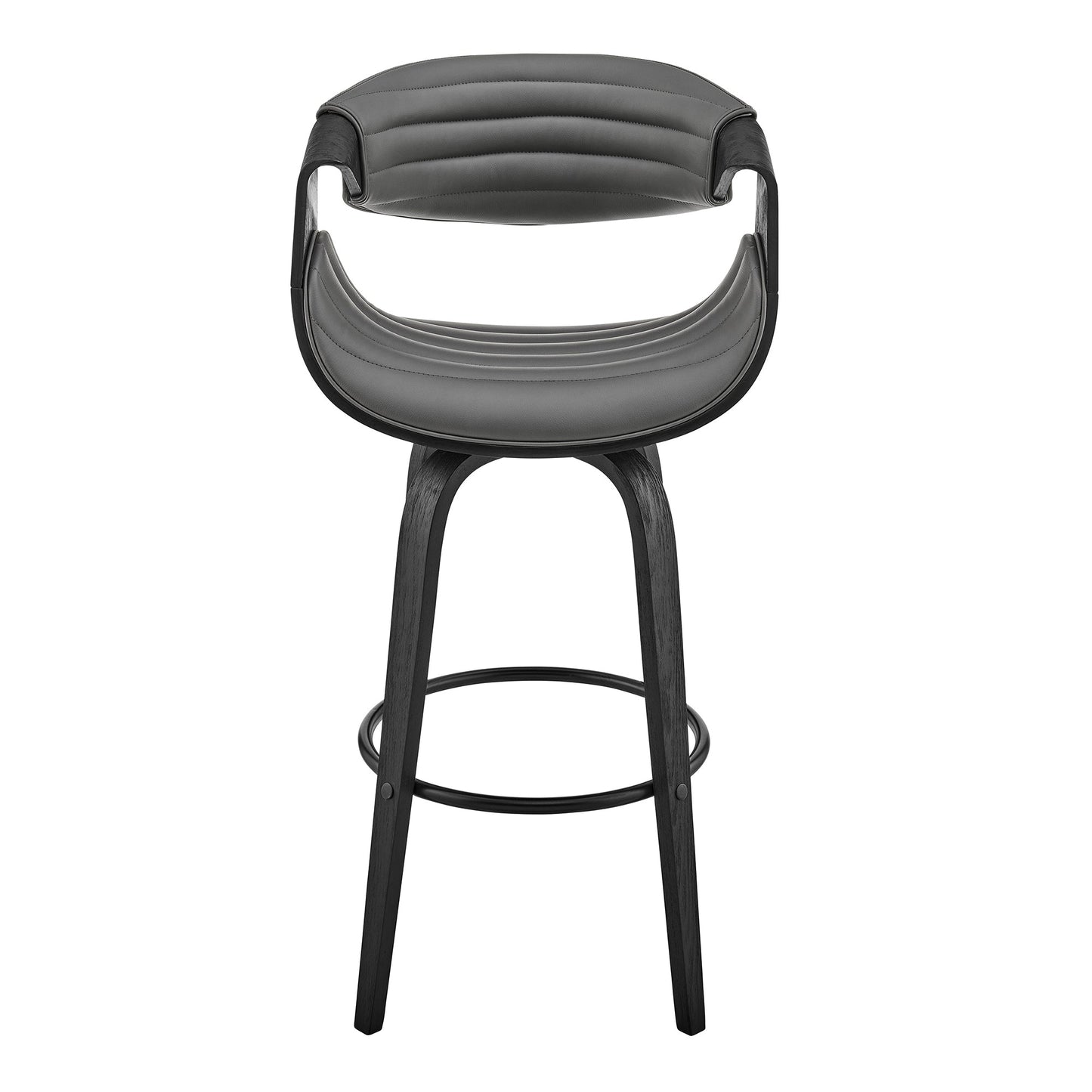 Arya Swivel Counter and Bar Stool in Faux Leather and Wood
