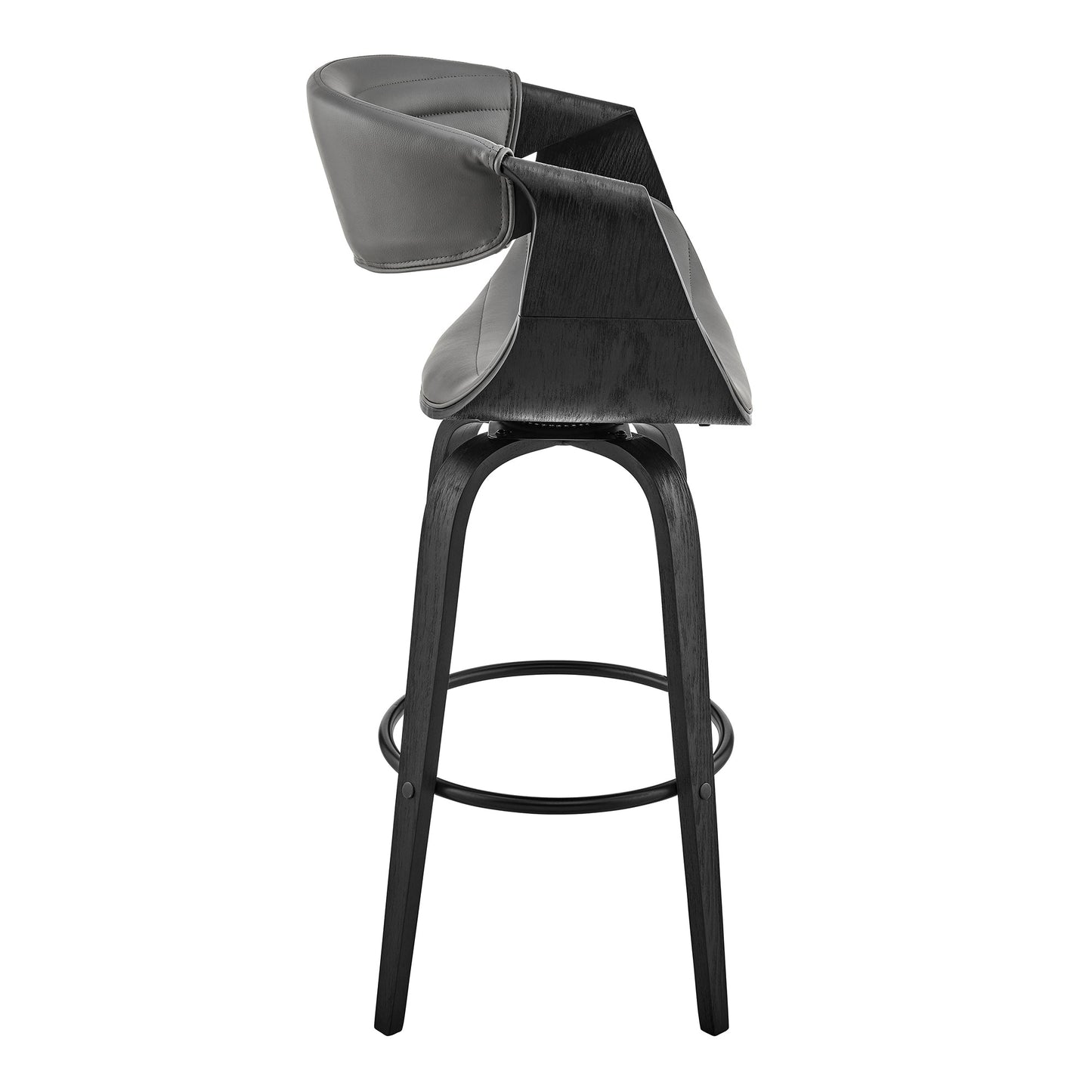 Arya Swivel Counter and Bar Stool in Faux Leather and Wood