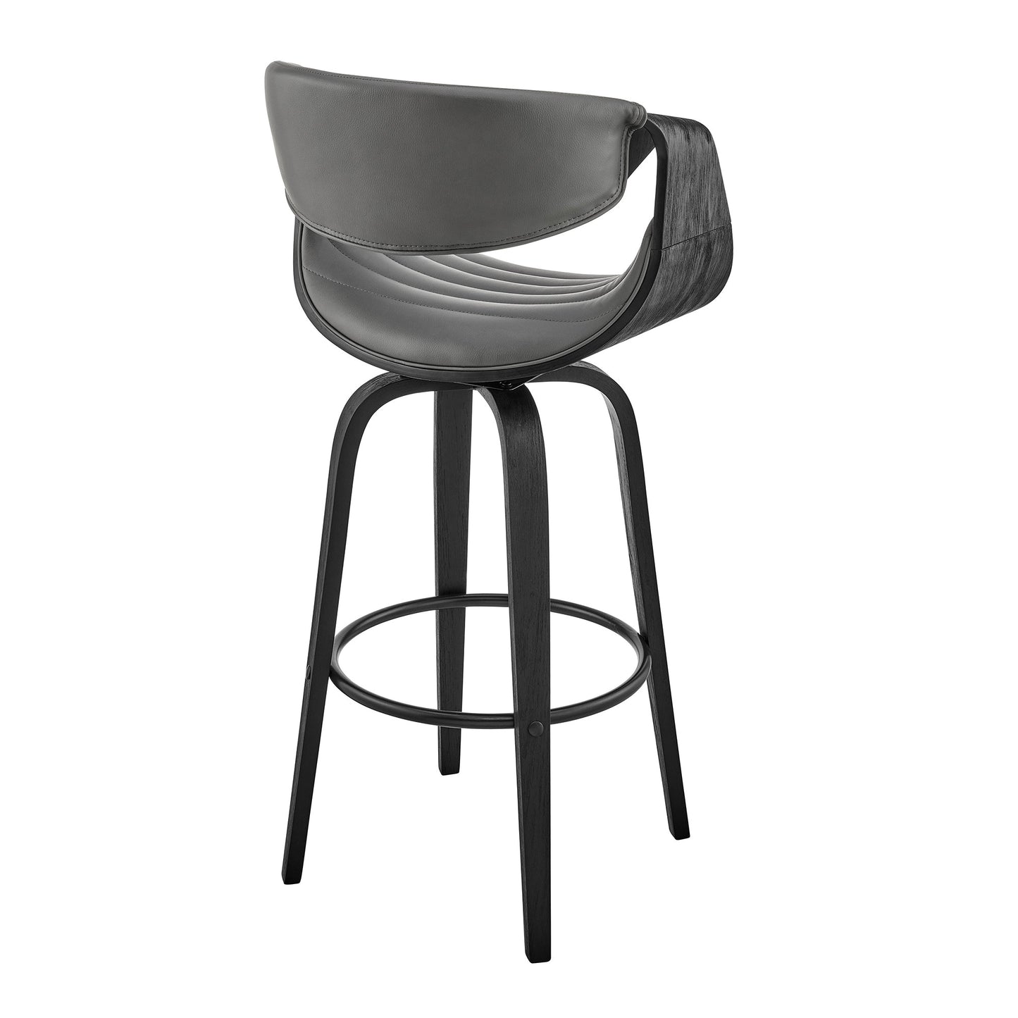 Arya Swivel Counter and Bar Stool in Faux Leather and Wood