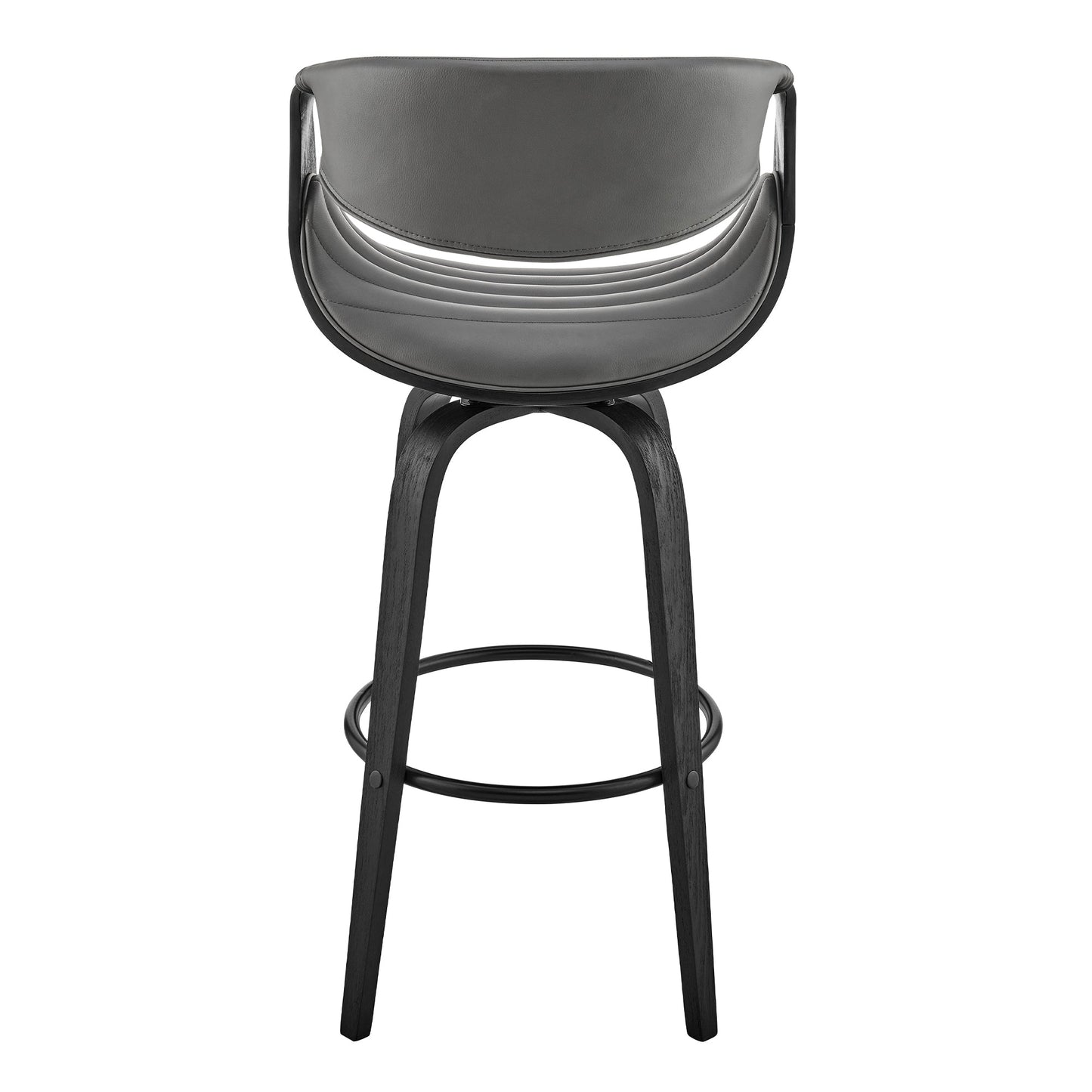 Arya Swivel Counter and Bar Stool in Faux Leather and Wood