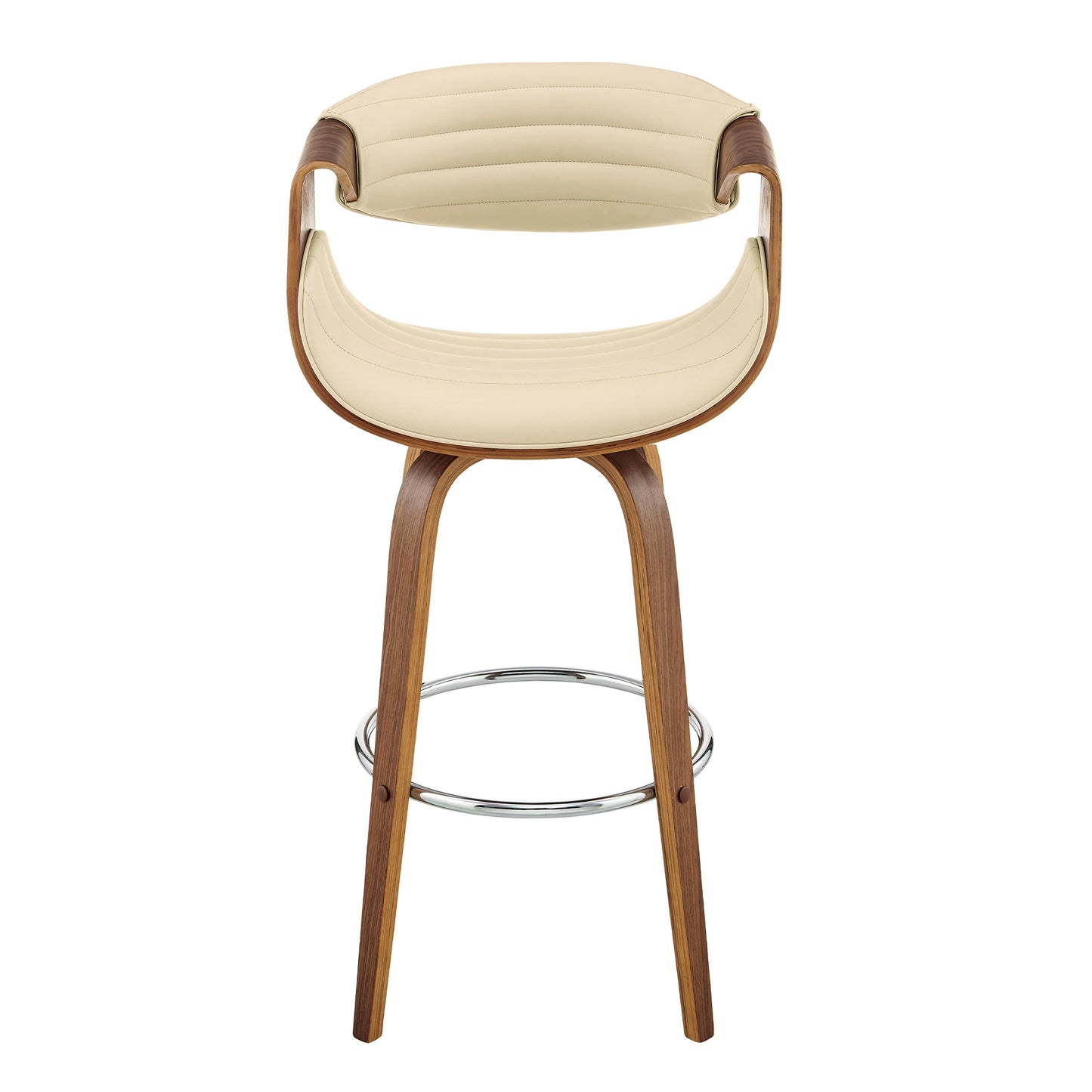 Arya Swivel Counter and Bar Stool in Faux Leather and Wood
