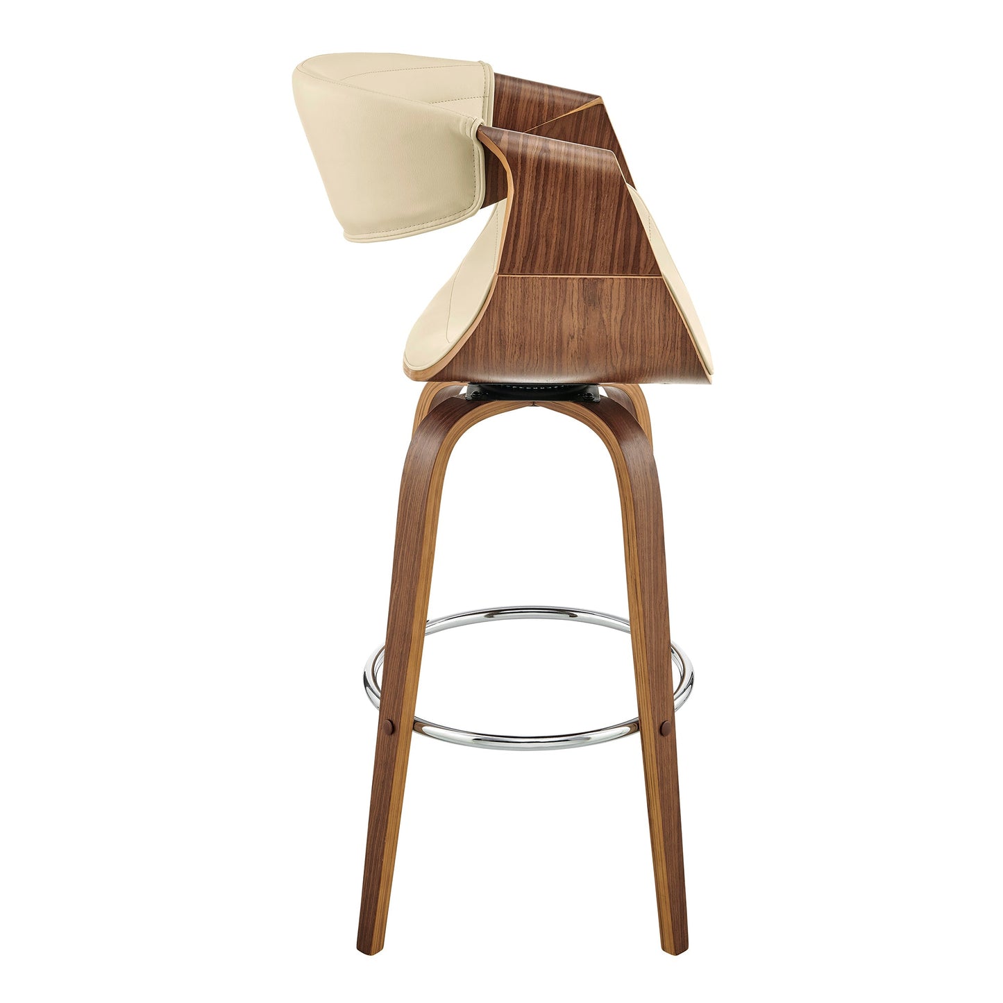Arya Swivel Counter and Bar Stool in Faux Leather and Wood