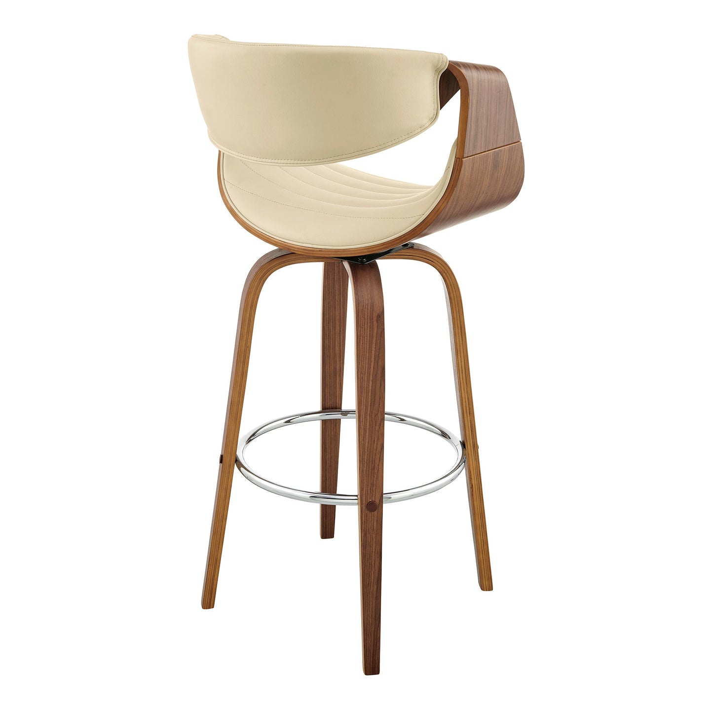 Arya Swivel Counter and Bar Stool in Faux Leather and Wood