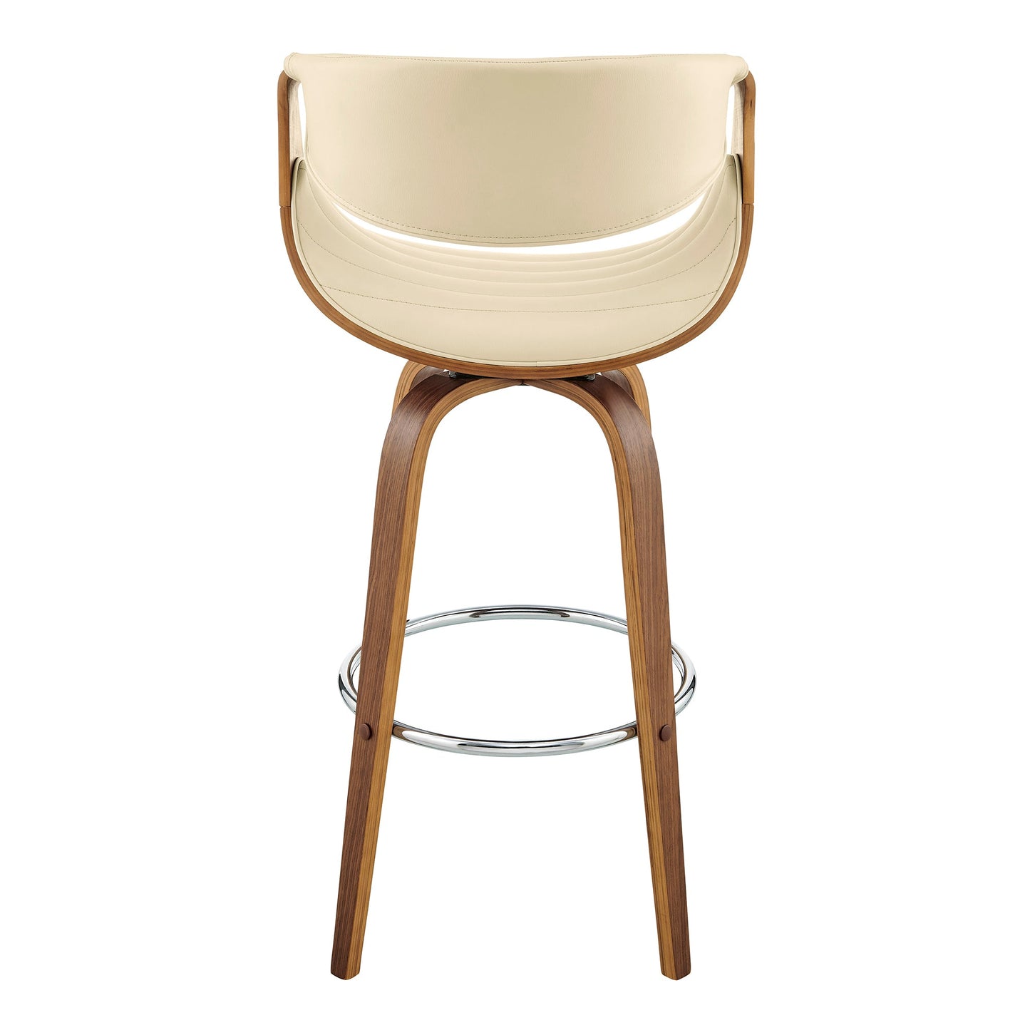 Arya Swivel Counter and Bar Stool in Faux Leather and Wood