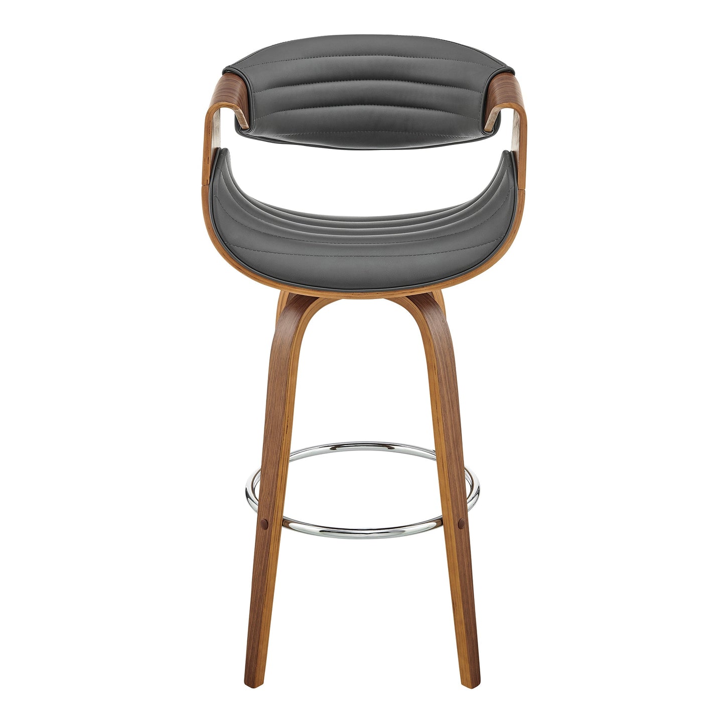 Arya Swivel Counter and Bar Stool in Faux Leather and Wood