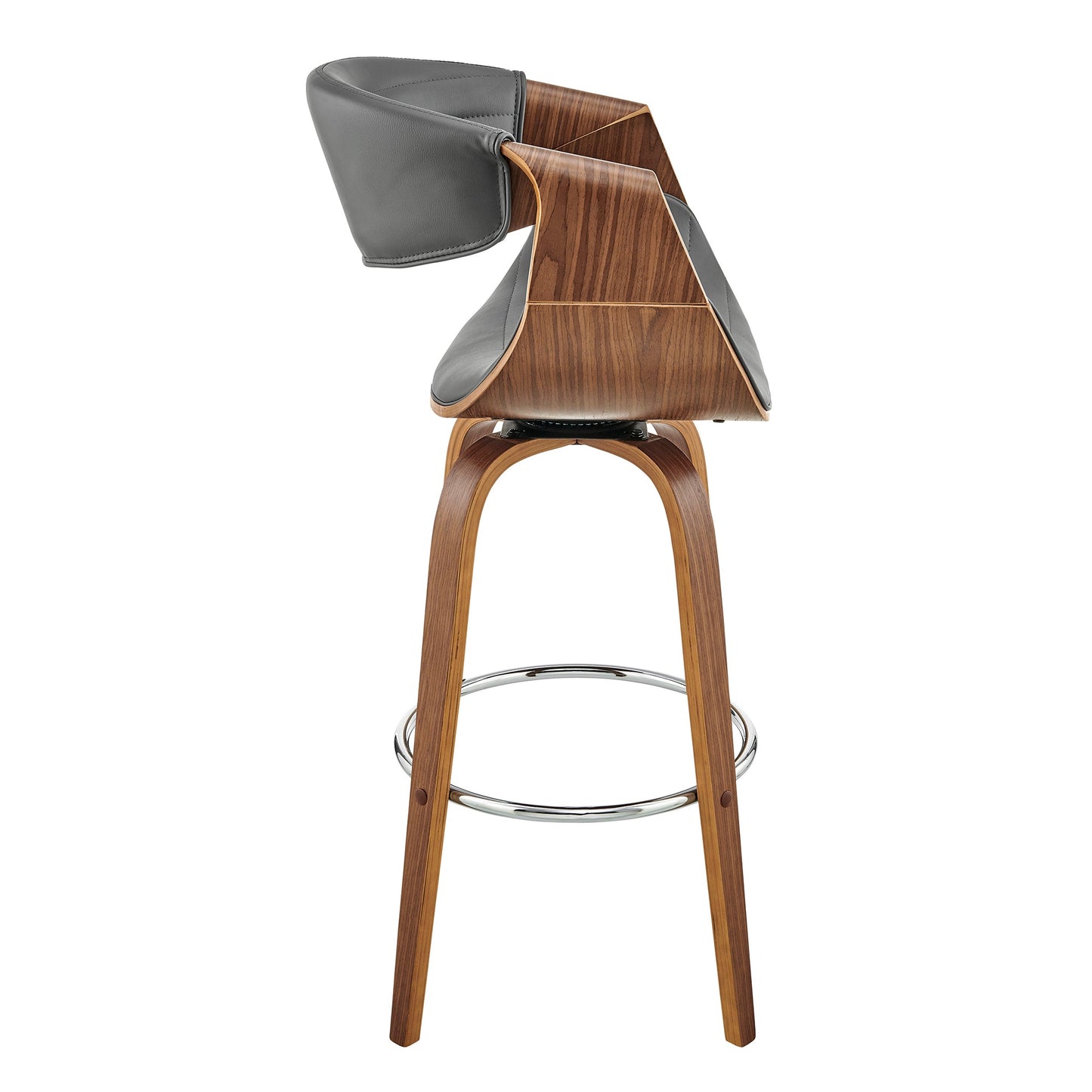 Arya Swivel Counter and Bar Stool in Faux Leather and Wood