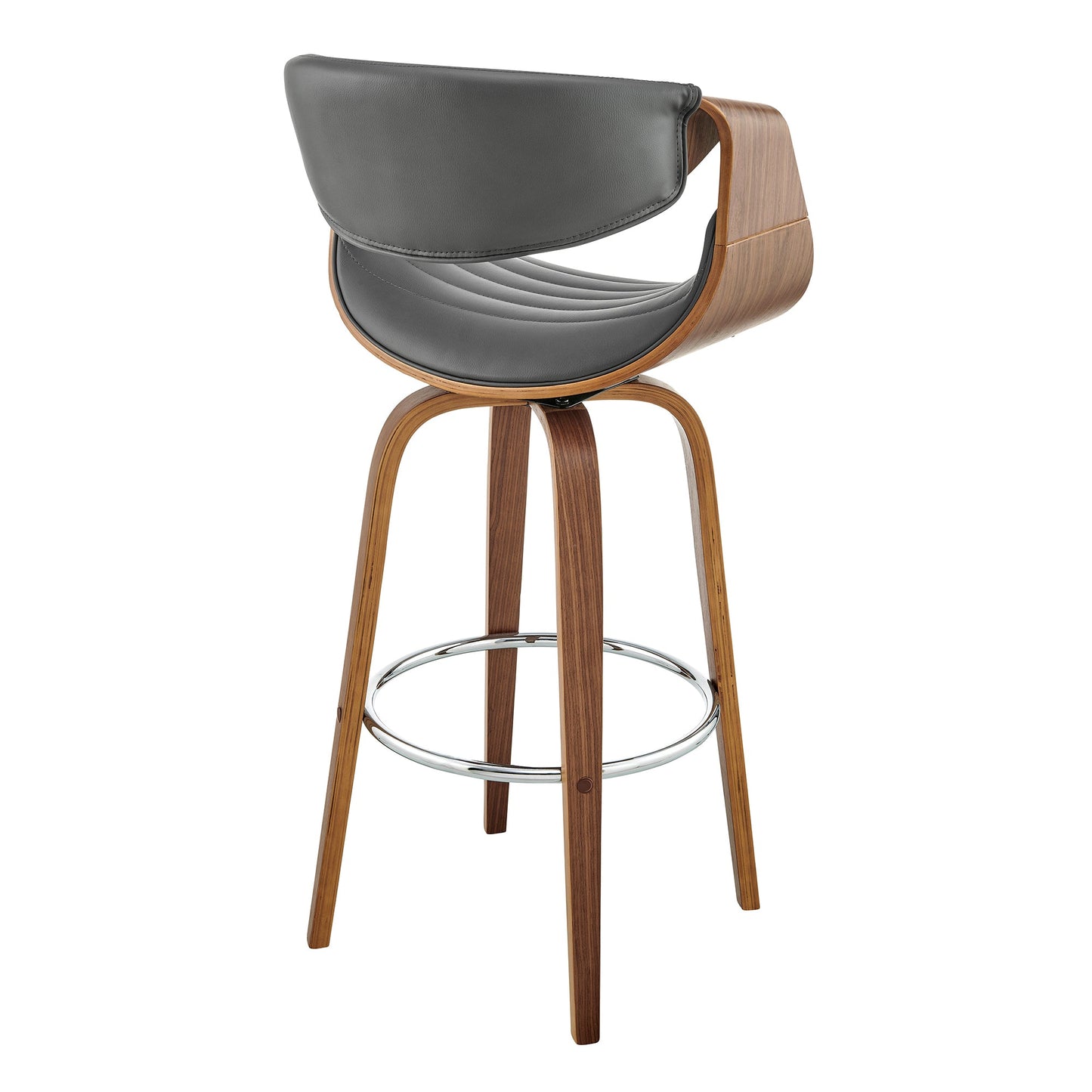 Arya Swivel Counter and Bar Stool in Faux Leather and Wood