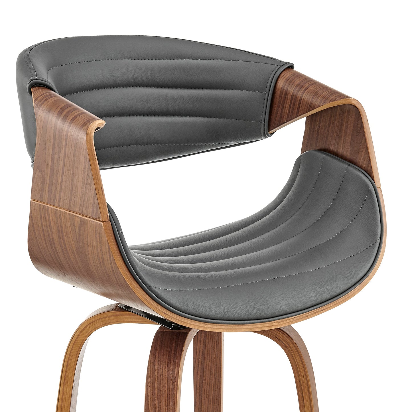 Arya Swivel Counter and Bar Stool in Faux Leather and Wood