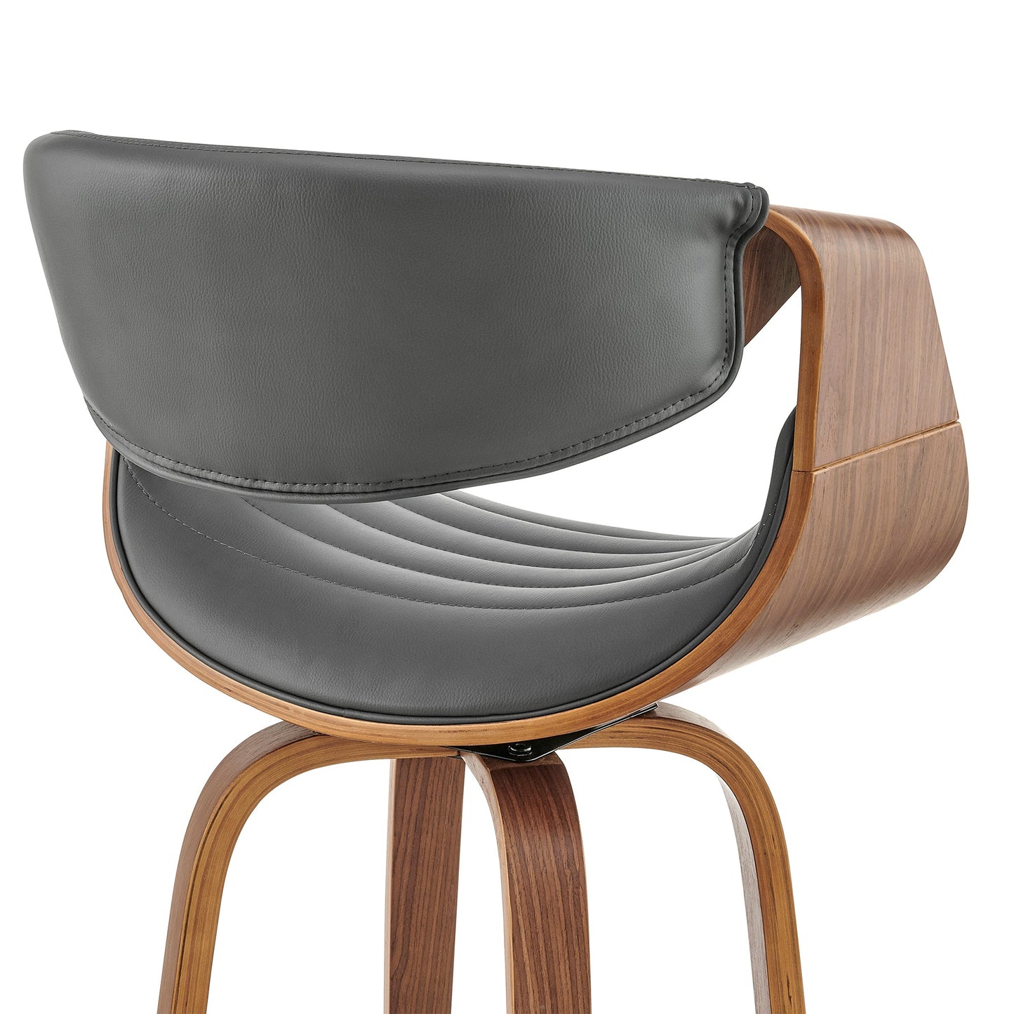 Arya Swivel Counter and Bar Stool in Faux Leather and Wood
