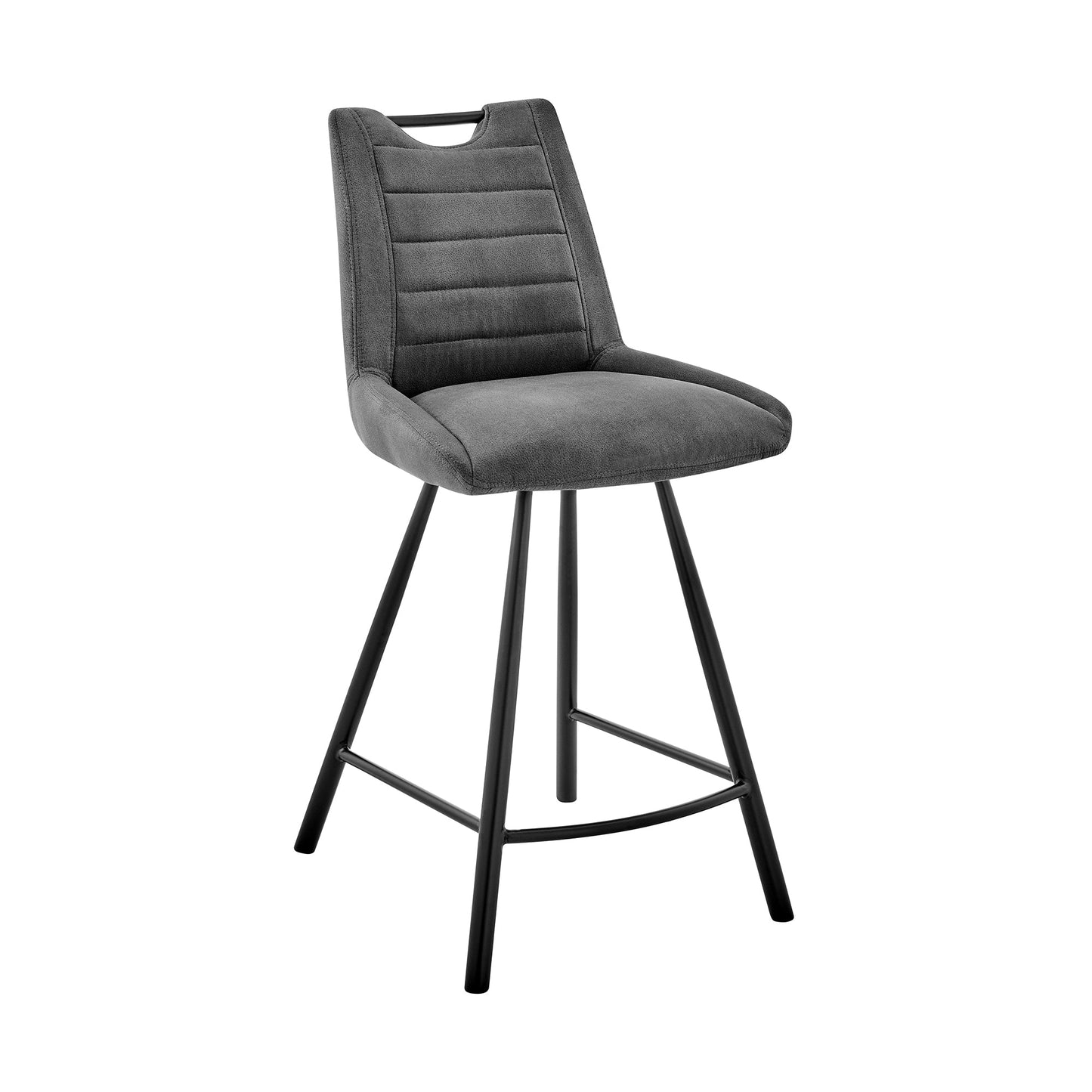 Arizona Counter and Bar Height Bar Stool in Charcoal Fabric and Faux Leather Options