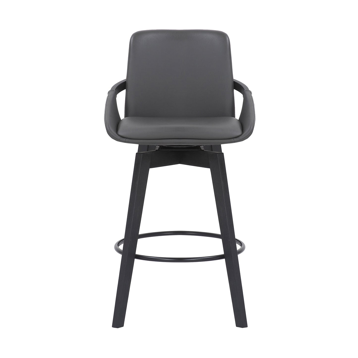 Baylor Faux Leather and Wood Swivel Bar Stool