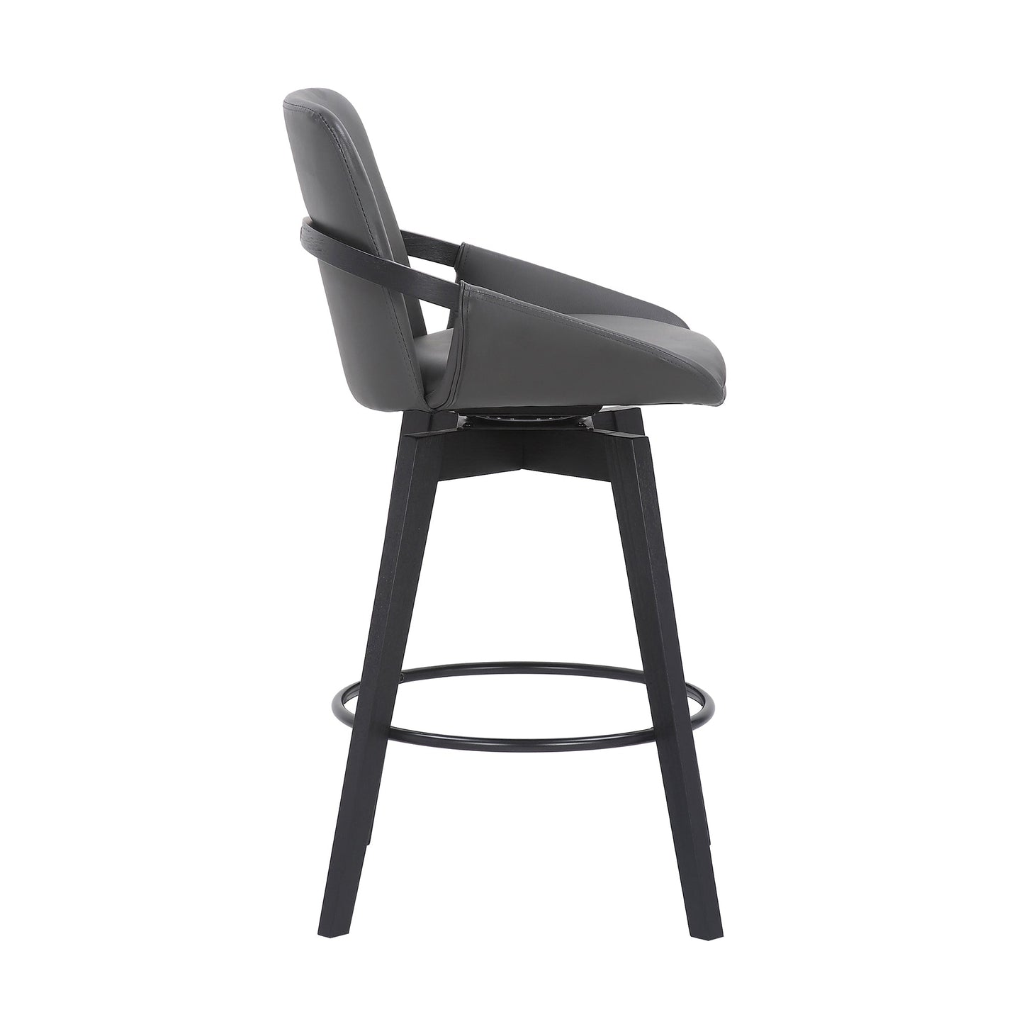 Baylor Faux Leather and Wood Swivel Bar Stool