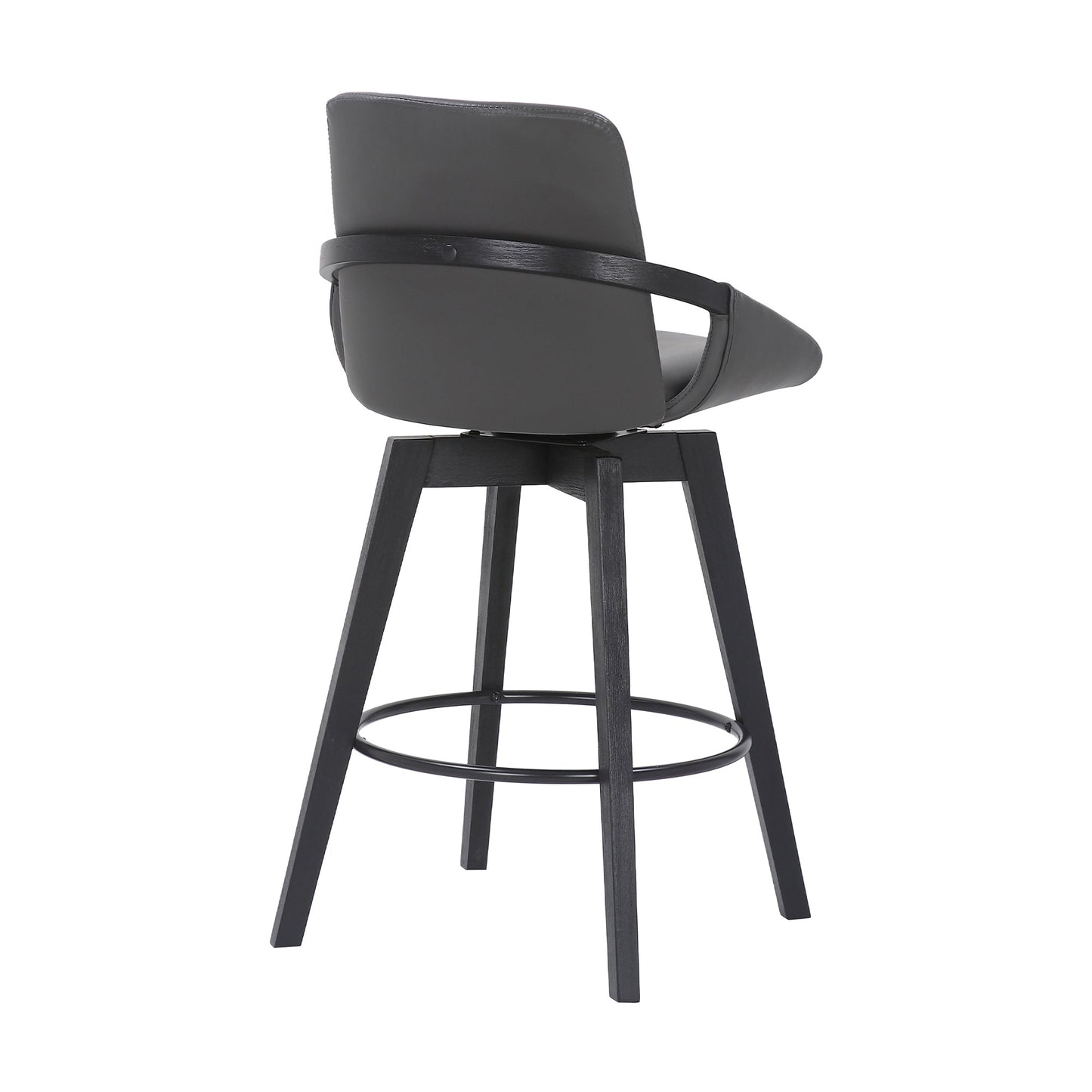 Baylor Faux Leather and Wood Swivel Bar Stool