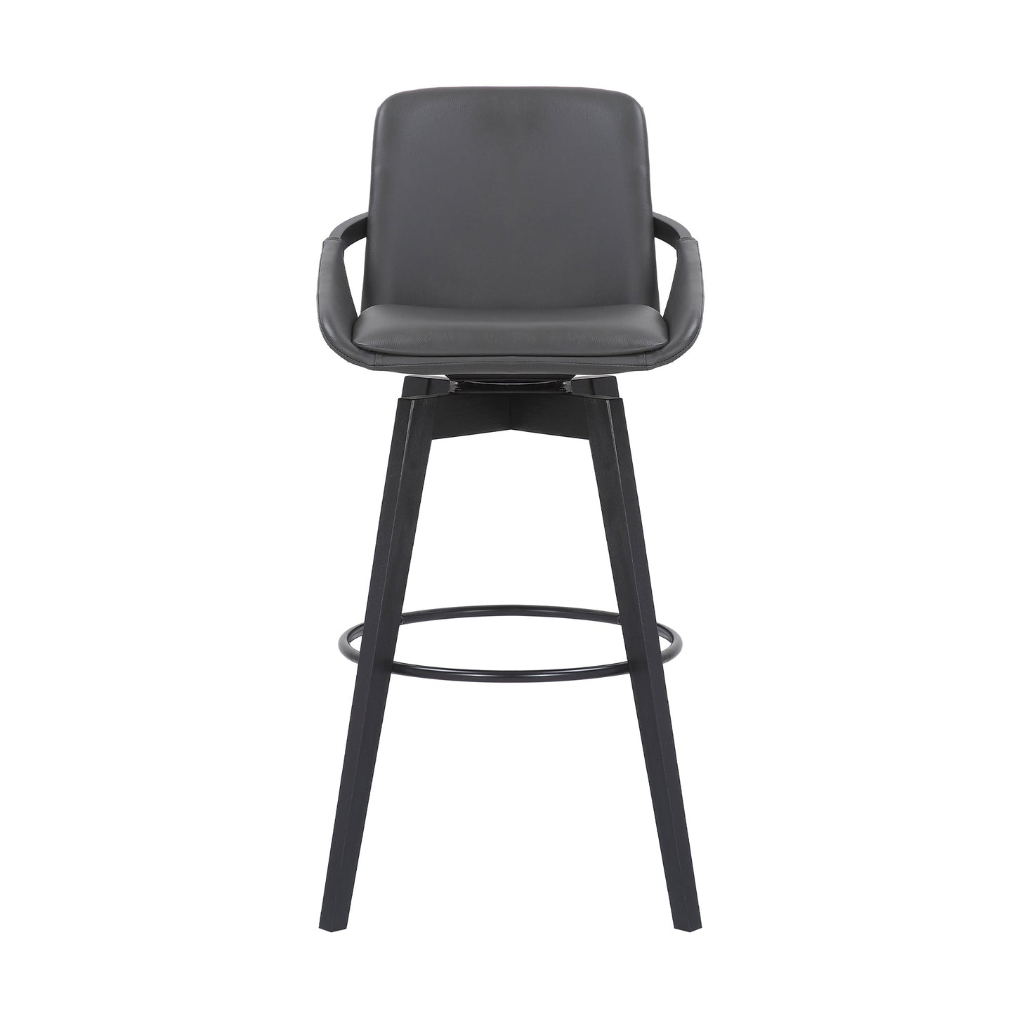 Baylor Faux Leather and Wood Swivel Bar Stool