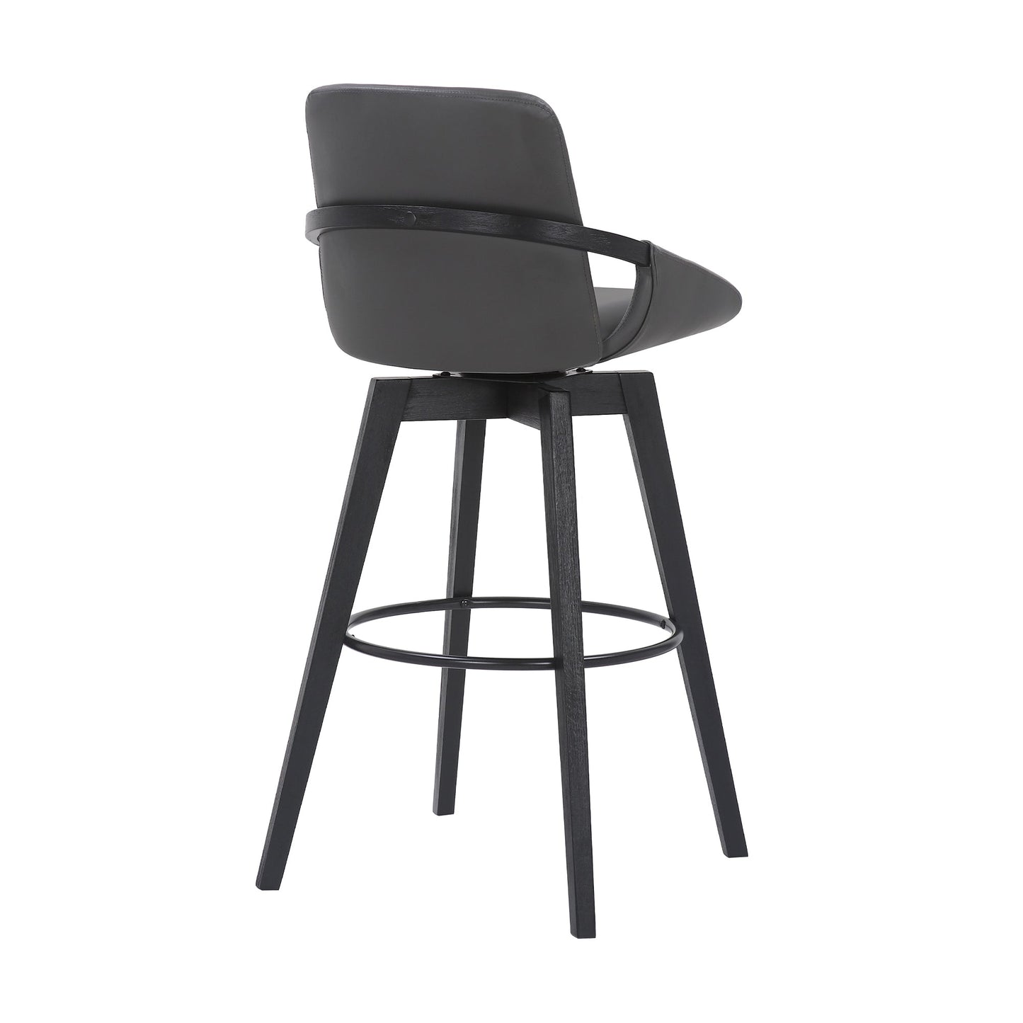Baylor Faux Leather and Wood Swivel Bar Stool