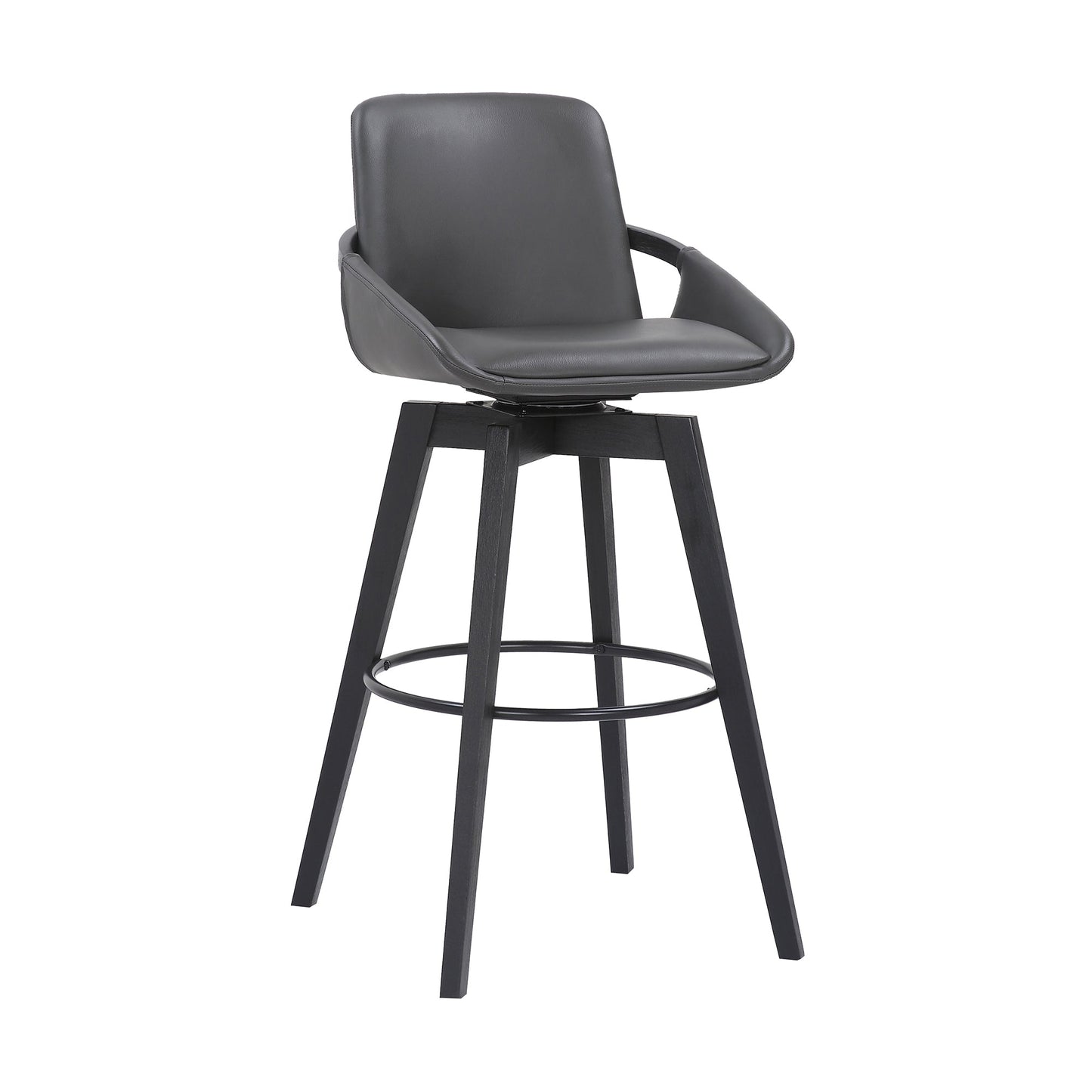 Baylor Faux Leather and Wood Swivel Bar Stool
