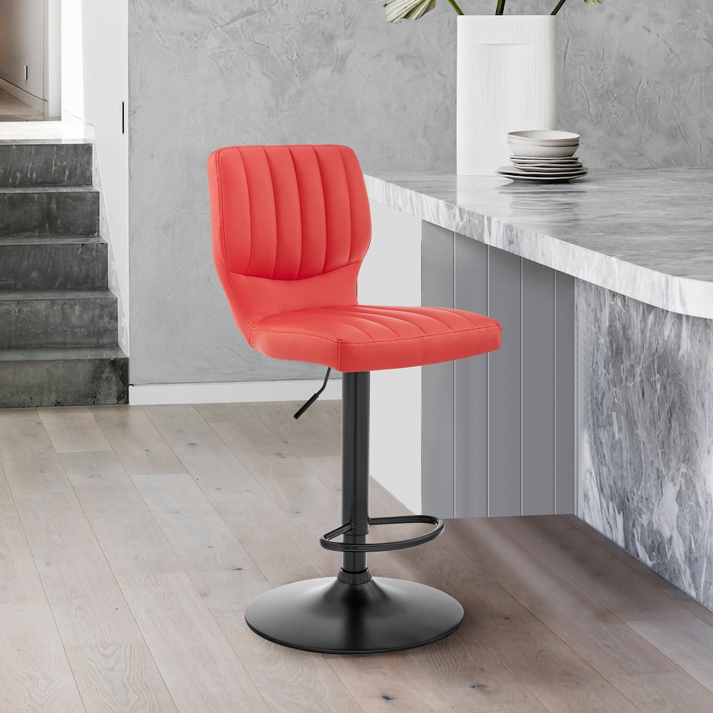 Bardot Adjustable Height Faux Leather Swivel Bar Stool