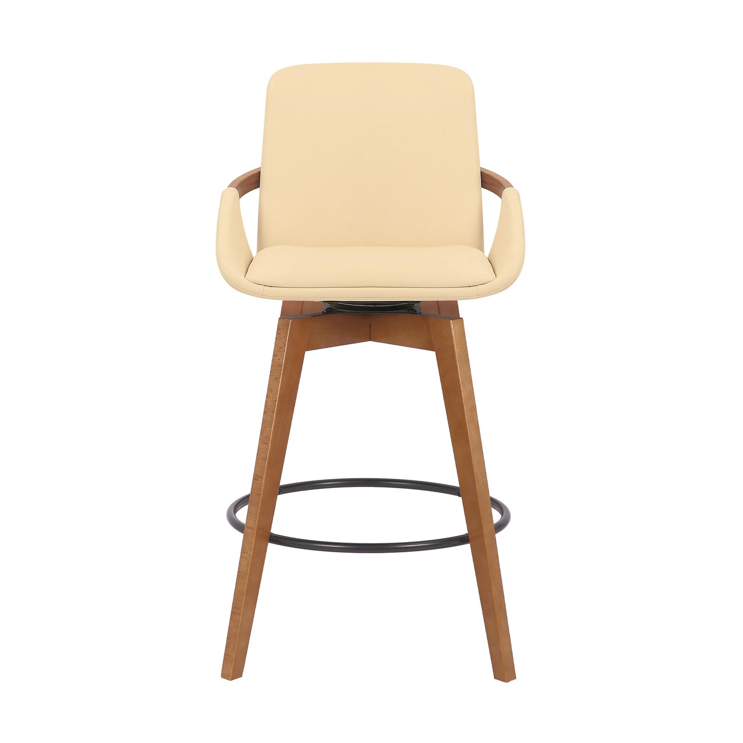 Baylor Faux Leather and Wood Swivel Bar Stool