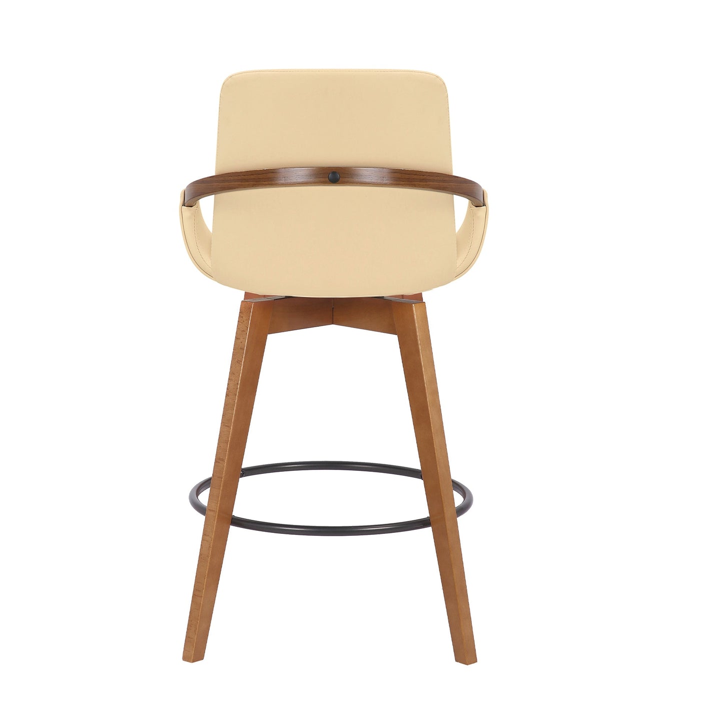 Baylor Faux Leather and Wood Swivel Bar Stool