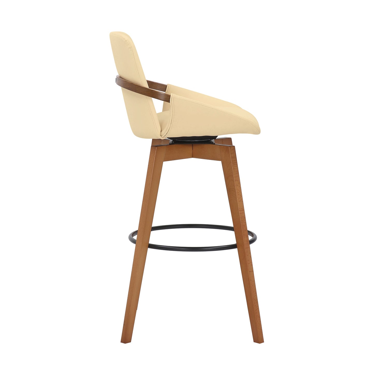 Baylor Faux Leather and Wood Swivel Bar Stool