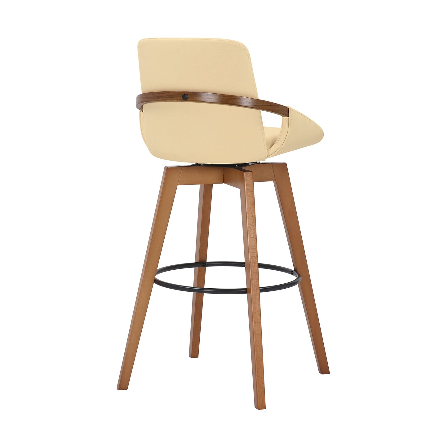 Baylor Faux Leather and Wood Swivel Bar Stool