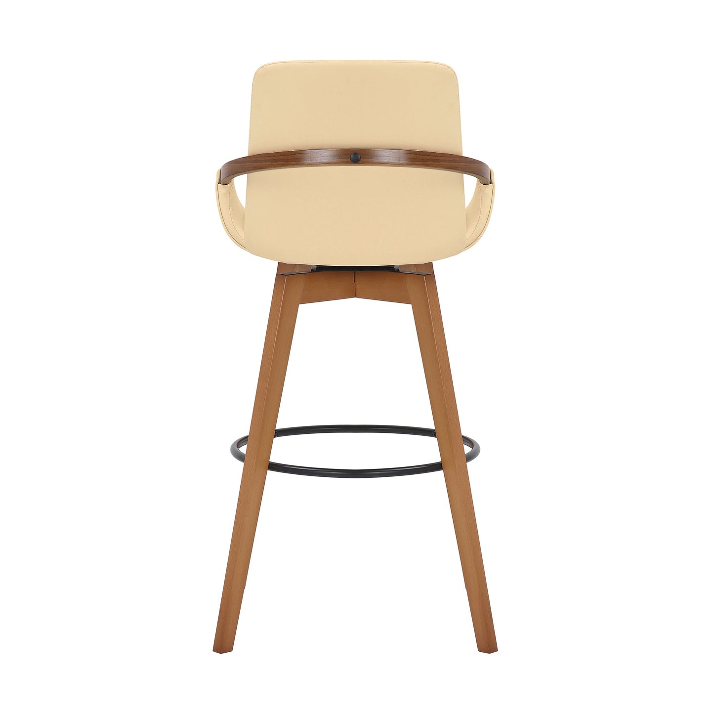 Baylor Faux Leather and Wood Swivel Bar Stool