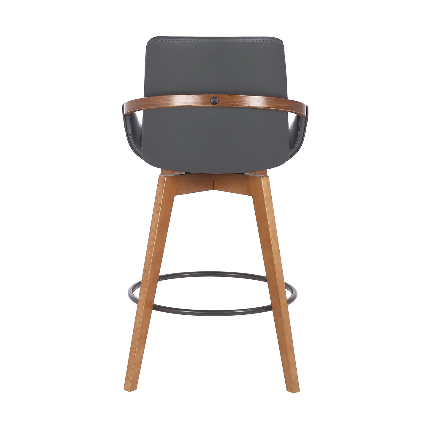 Baylor Faux Leather and Wood Swivel Bar Stool
