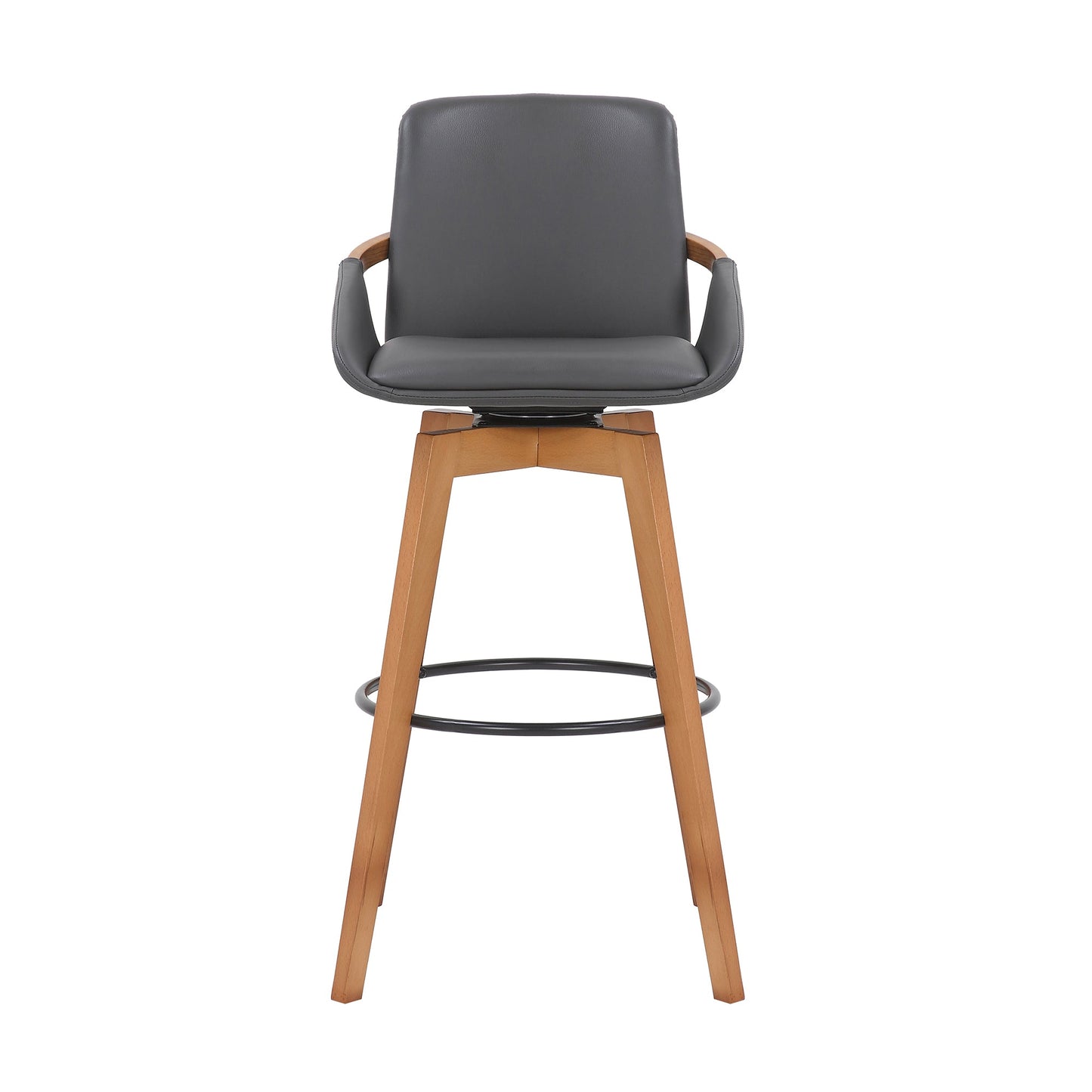 Baylor Faux Leather and Wood Swivel Bar Stool