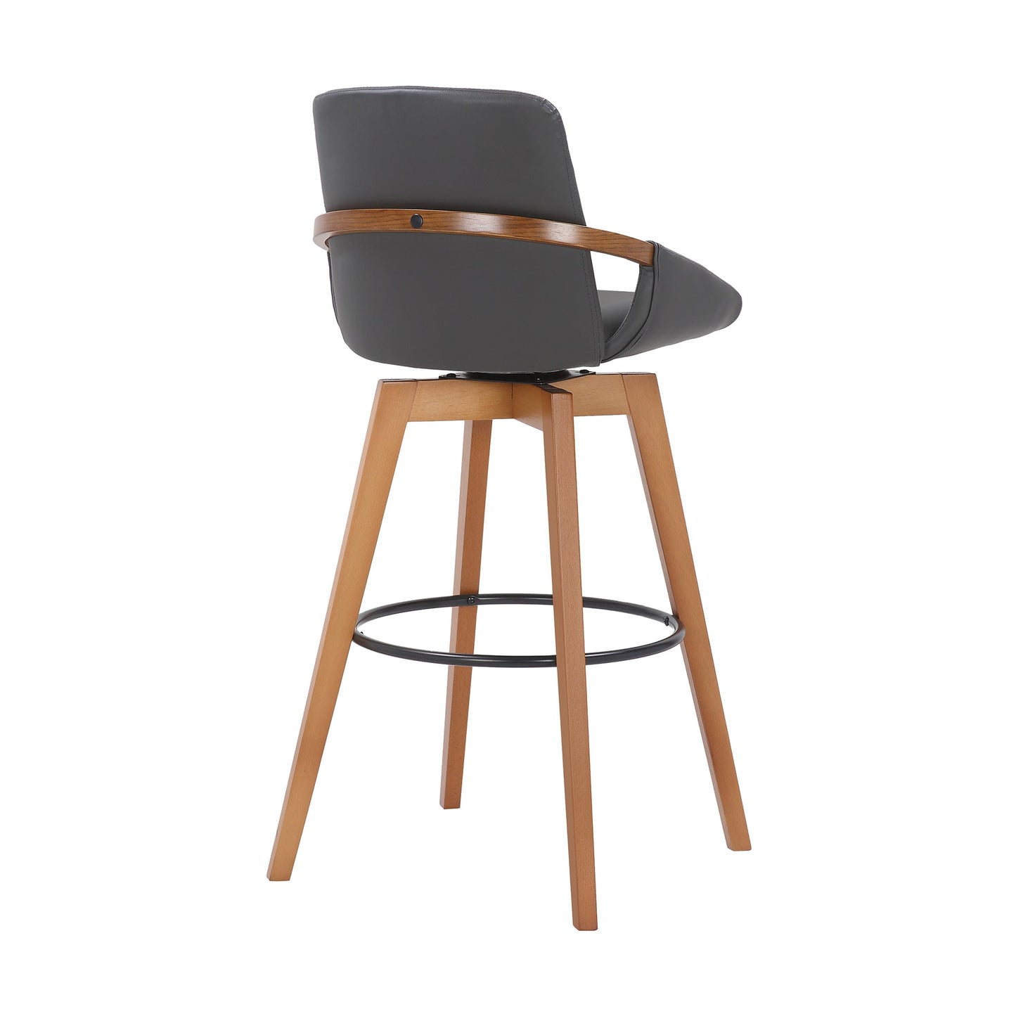 Baylor Faux Leather and Wood Swivel Bar Stool