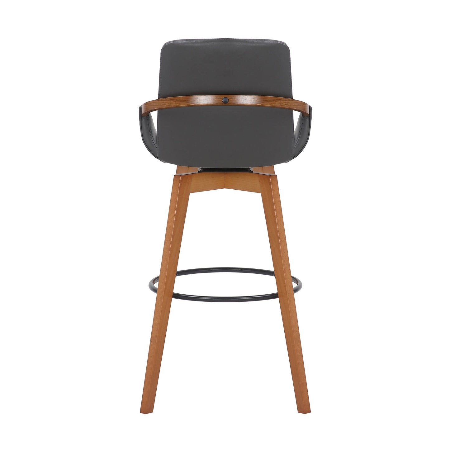 Baylor Faux Leather and Wood Swivel Bar Stool
