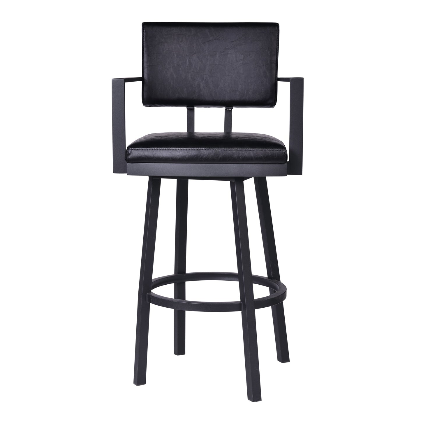 Balboa Swivel Vintage Faux Leather and Metal Bar Stool with Arms and Without Arms