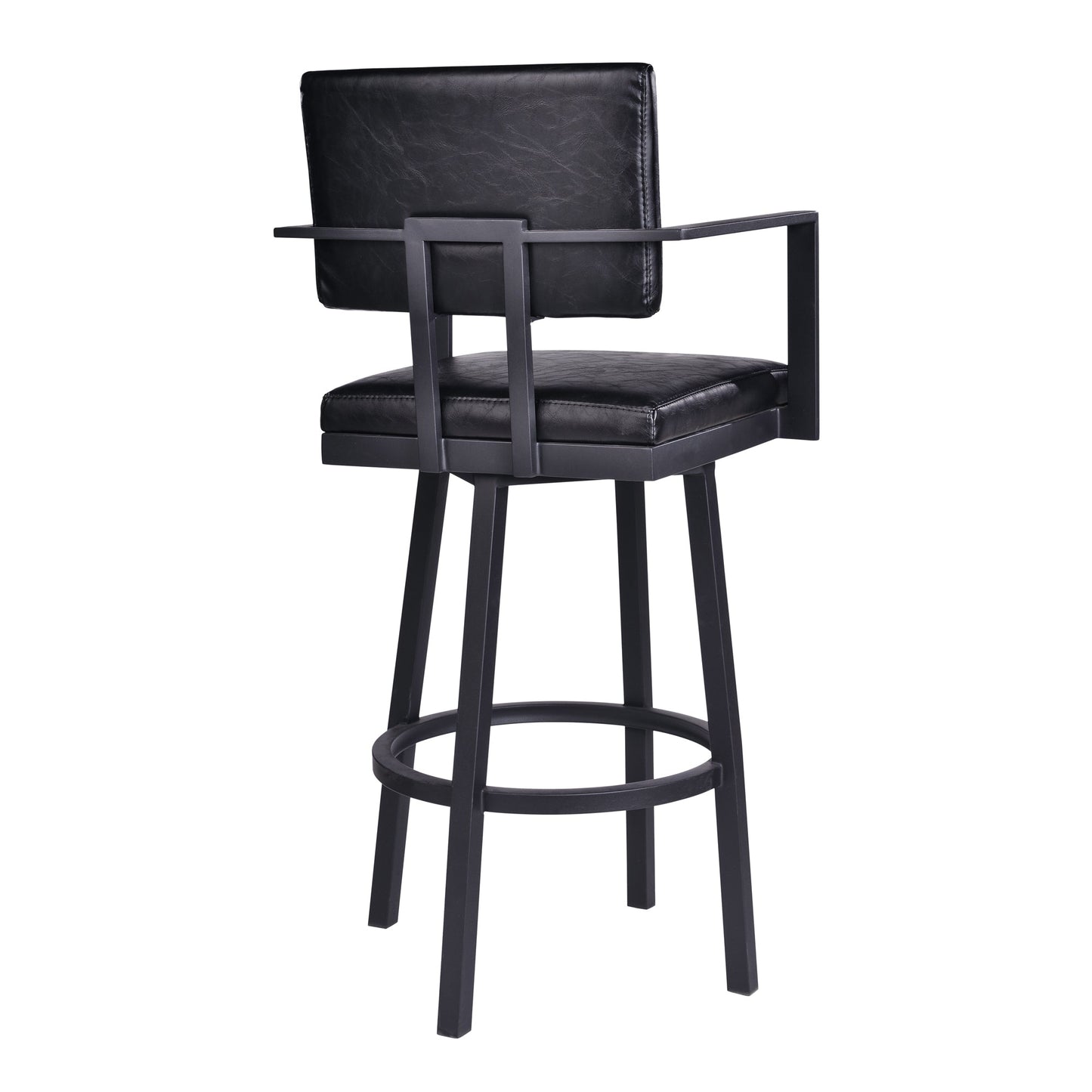 Balboa Swivel Vintage Faux Leather and Metal Bar Stool with Arms and Without Arms
