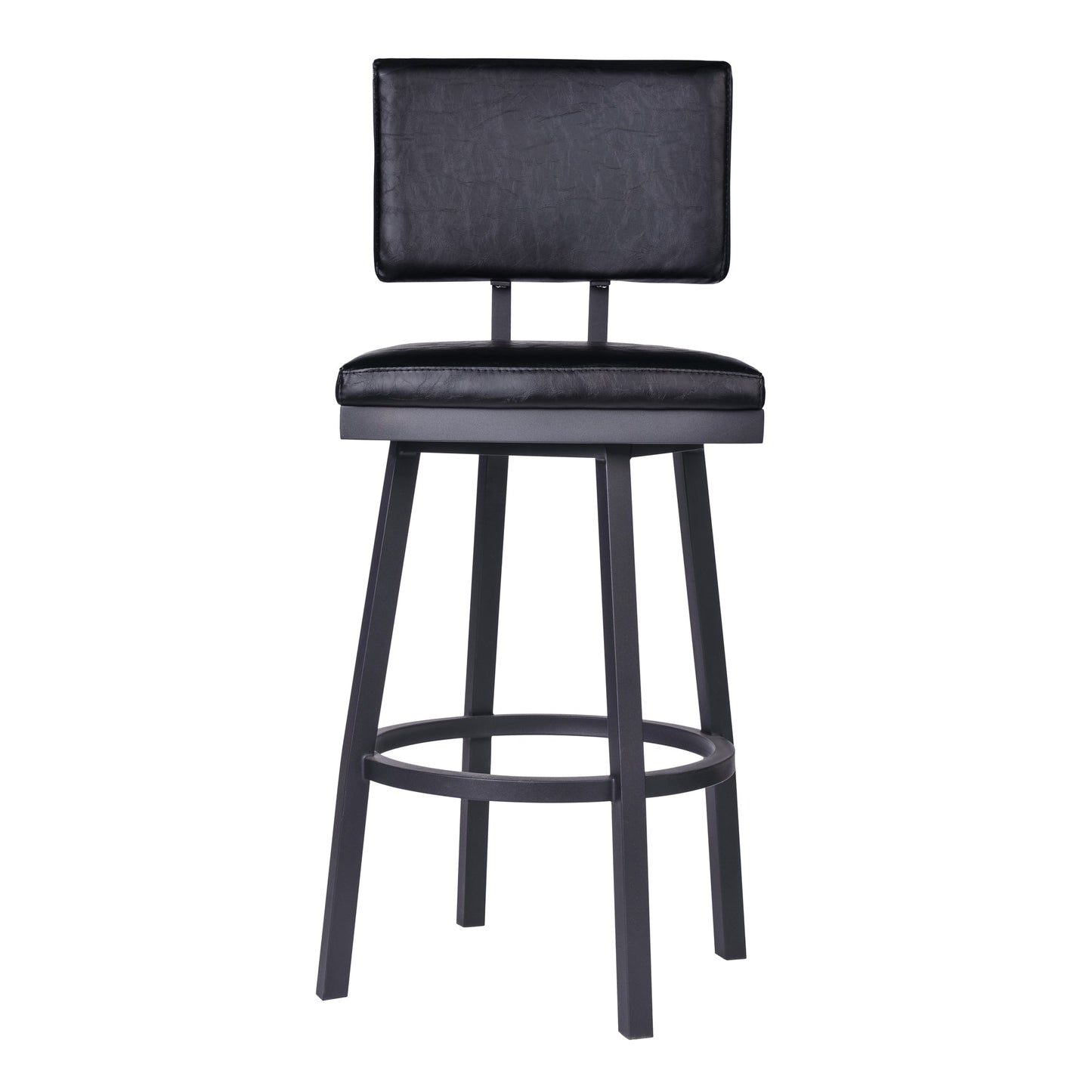 Balboa Swivel Vintage Faux Leather and Metal Bar Stool with Arms and Without Arms