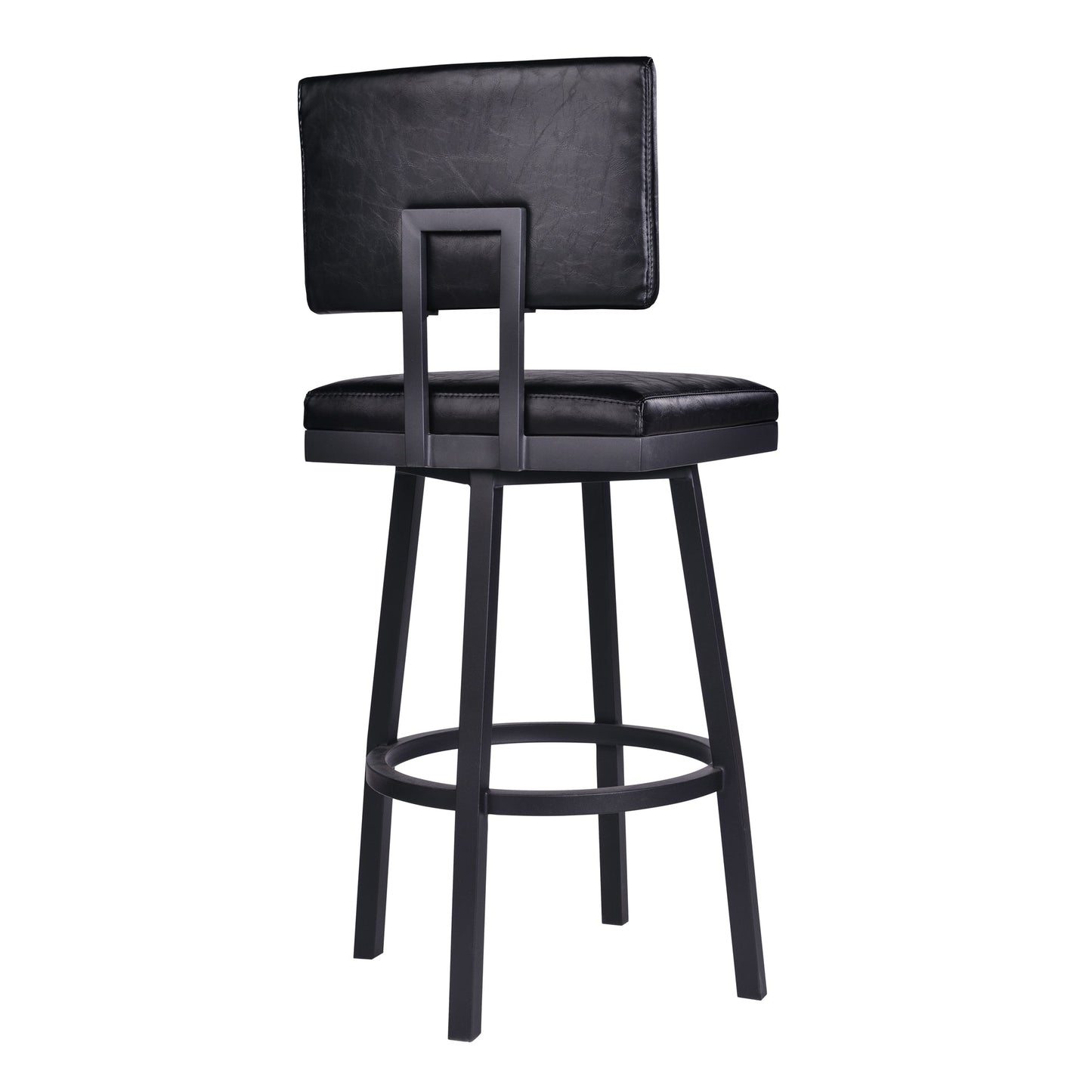 Balboa Swivel Vintage Faux Leather and Metal Bar Stool with Arms and Without Arms