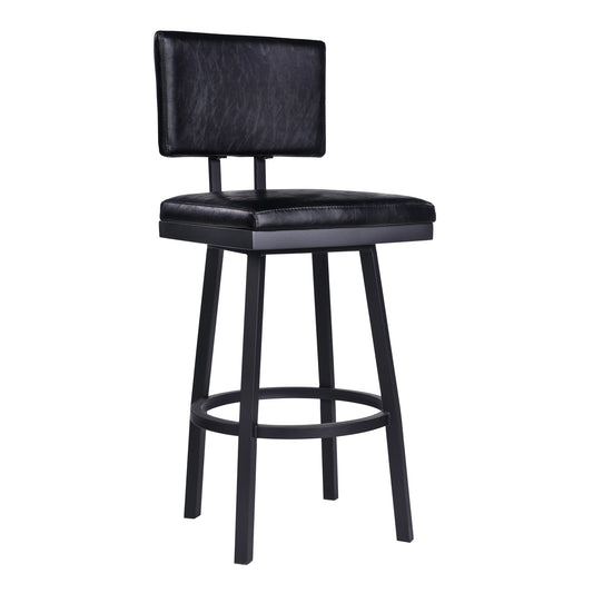 Balboa Swivel Vintage Faux Leather and Metal Bar Stool with Arms and Without Arms