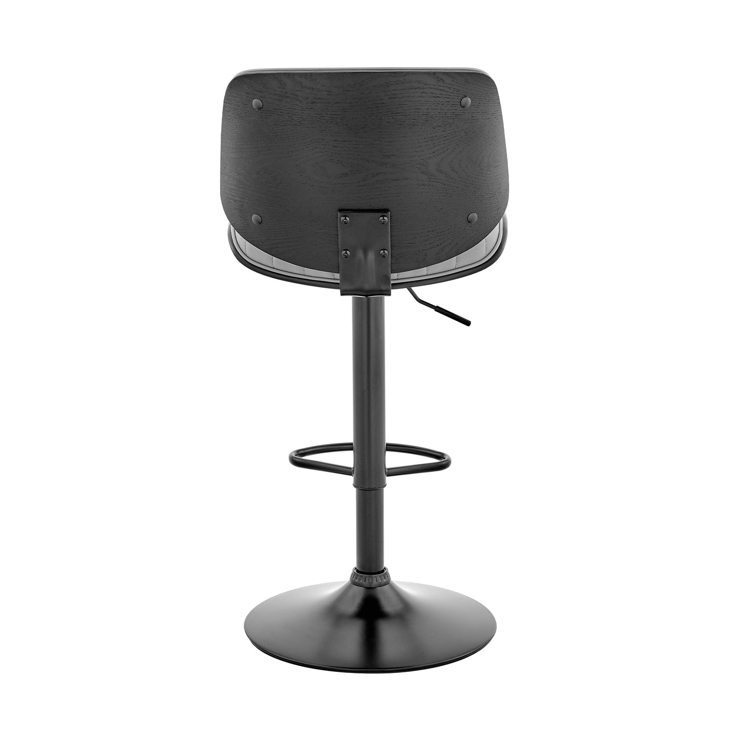 Brock Adjustable Faux Leather and Walnut Wood Bar Stool with Various Base Finishes