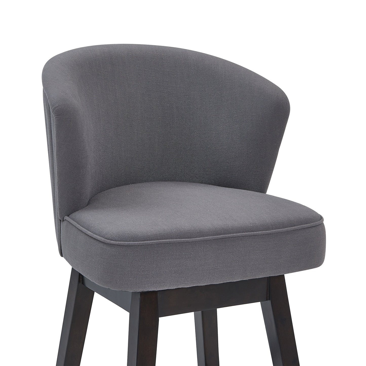 Brandy Swivel Counter and Bar Height Fabric and Espresso Wood Bar Stool