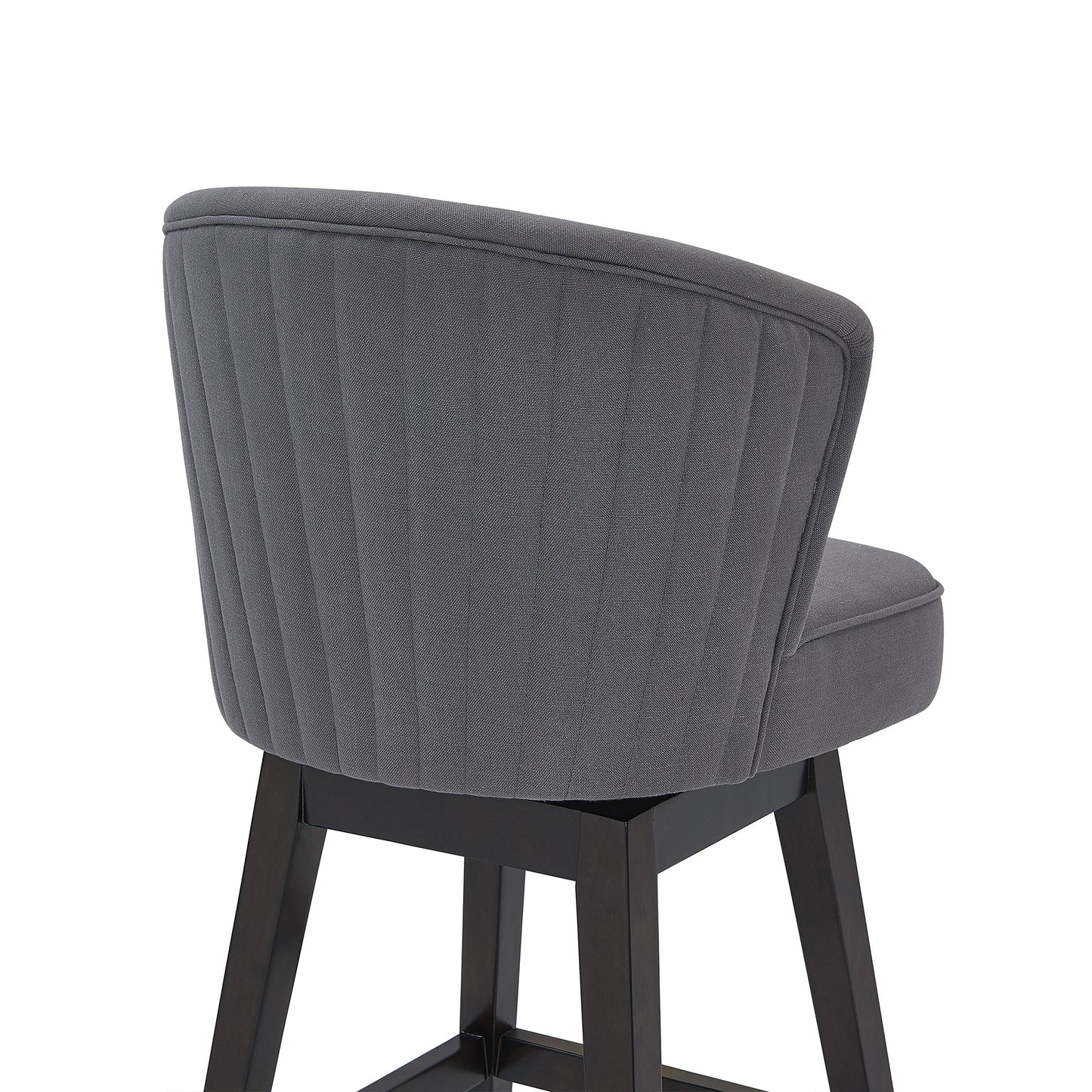 Brandy Swivel Counter and Bar Height Fabric and Espresso Wood Bar Stool