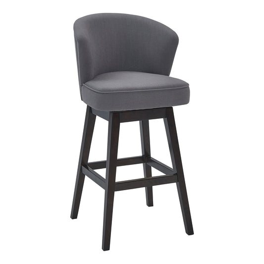Brandy Swivel Counter and Bar Height Fabric and Espresso Wood Bar Stool