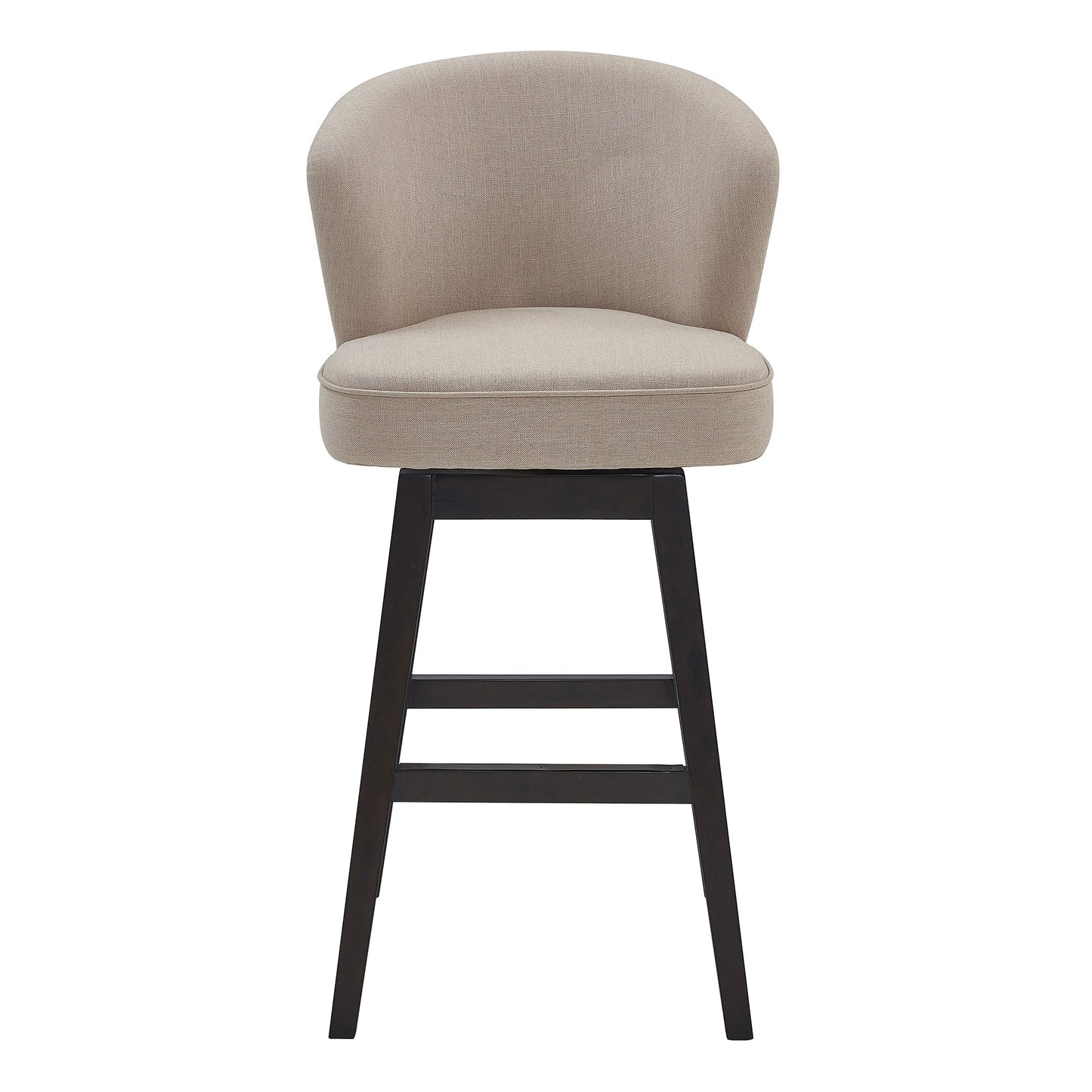 Brandy Swivel Counter and Bar Height Fabric and Espresso Wood Bar Stool
