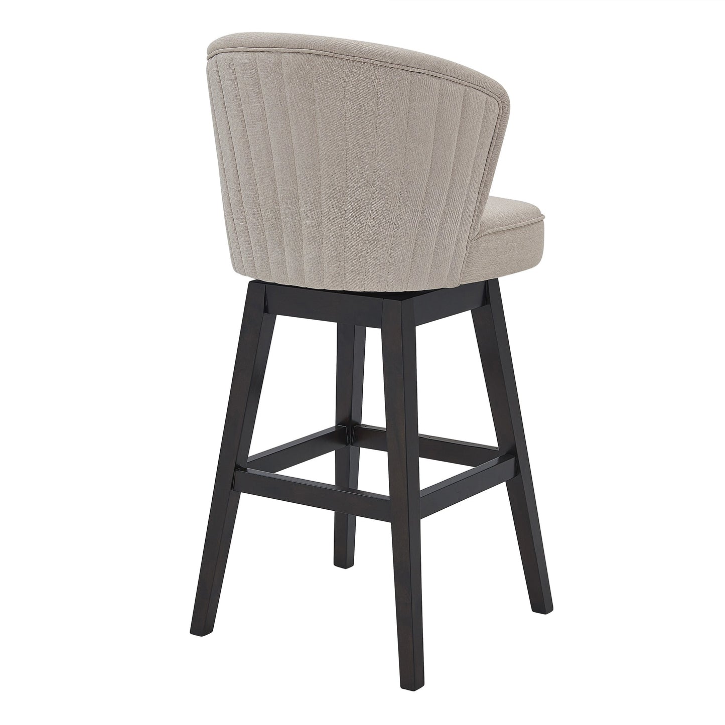 Brandy Swivel Counter and Bar Height Fabric and Espresso Wood Bar Stool
